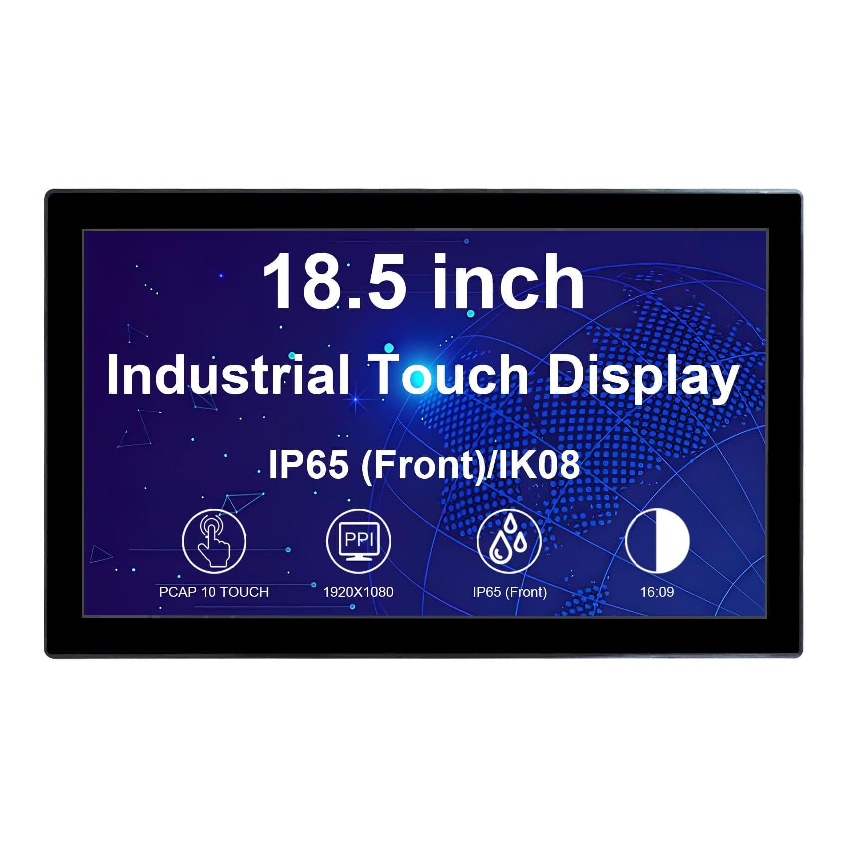 VSDISPLAY 18.5'' 1920x1080 Industrial Touch Monitor IP65 Front Waterproof