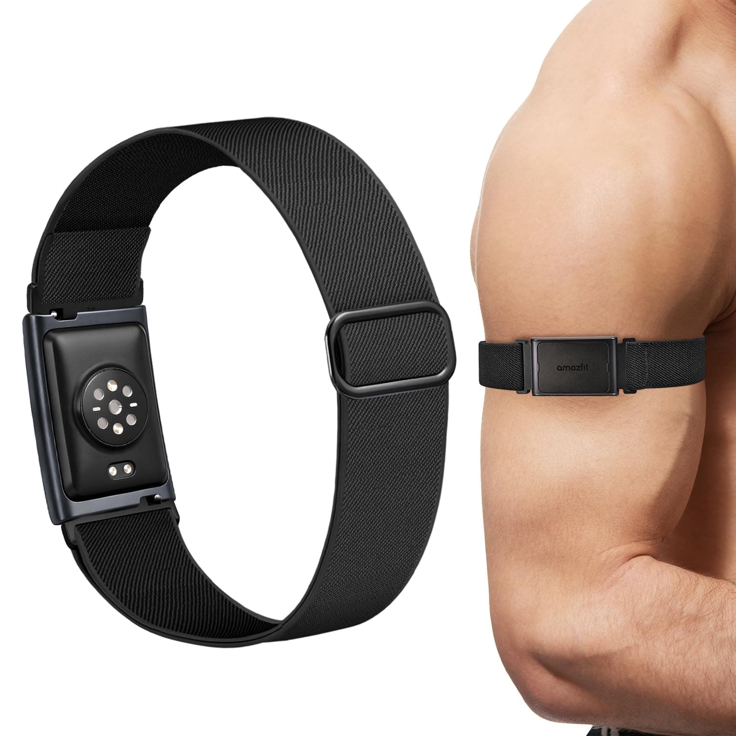 Bolesi Stretchy Bicep Arm Bands Compatible with Amazfit Helio Strap Fitness Tracker,22mm Soft Breathable Lightweight Nylon Adjustable 38cm Long Replacement Sports Ankle Strap Women Men Accessory