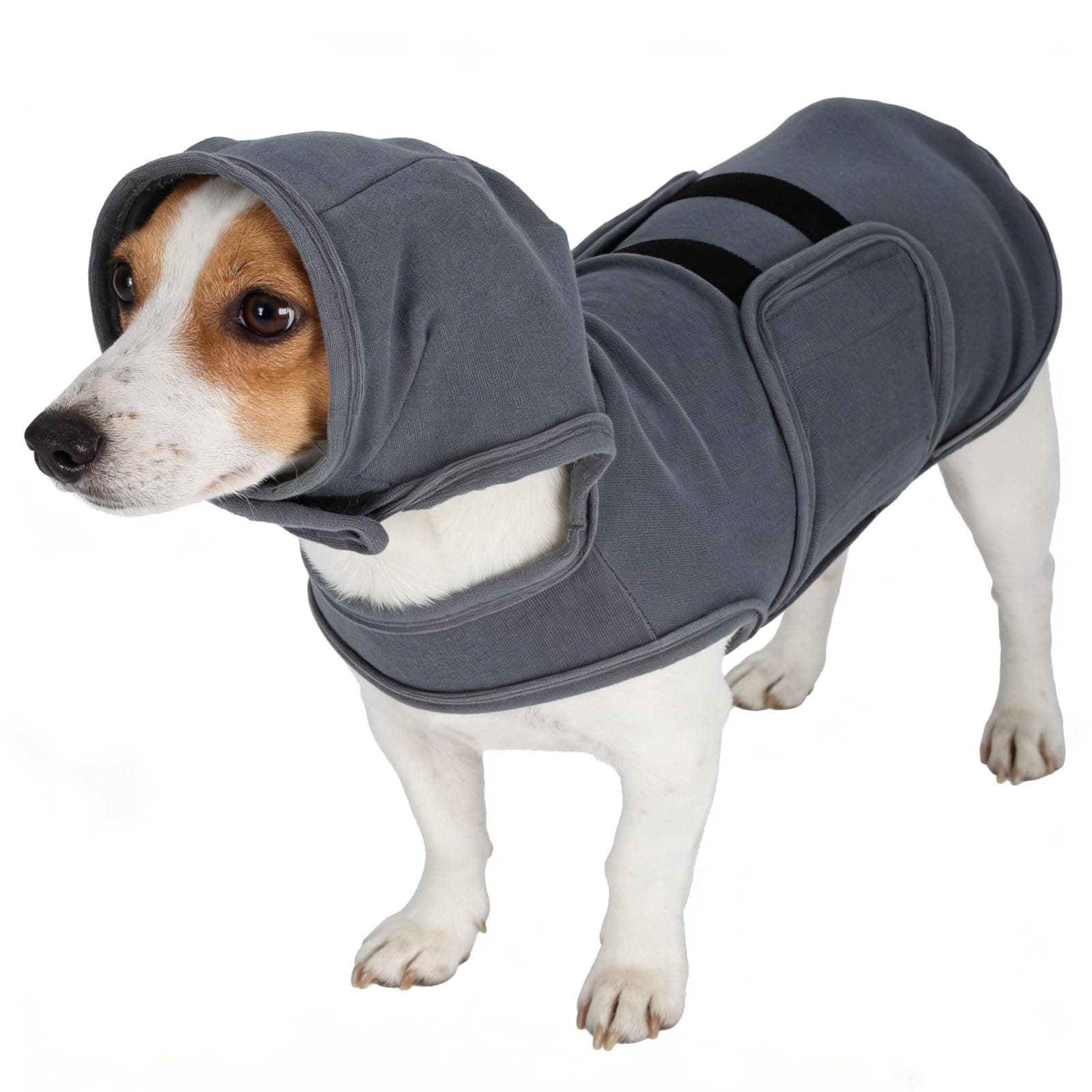 Dog Anxiety Vest Thunder Jacket for Dogs Cats Small Medium Breeds Weighted Vest with Hood pet Outfit Clothes Keep wrap Calming Vest Gray XS