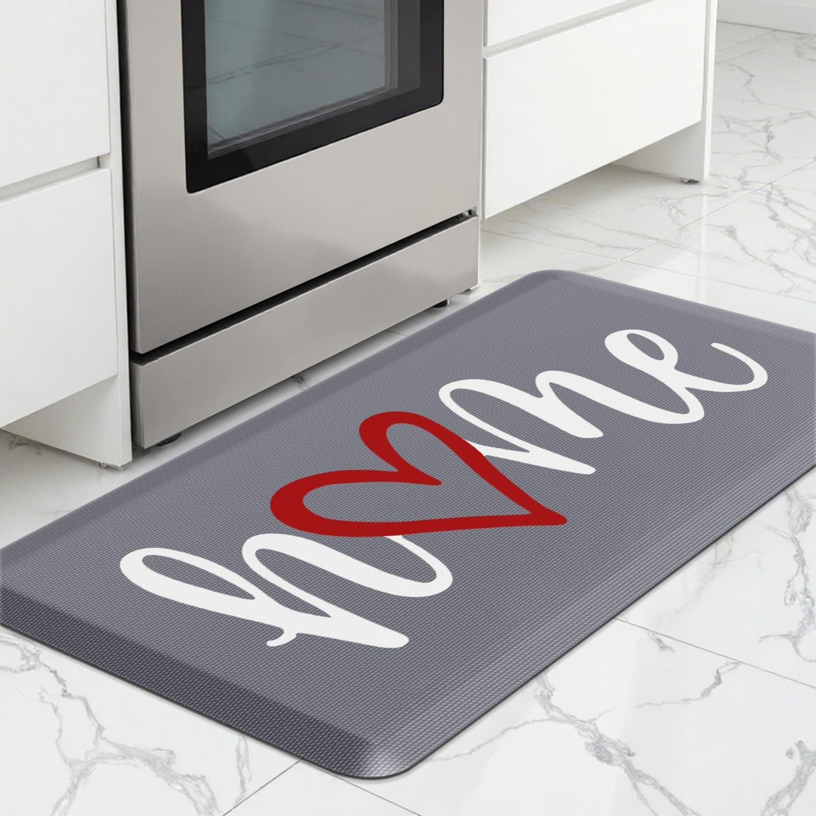HappyTrends Tapete de cocina acolchado antifatiga 43.9 cm x 99.1 cm, color gris