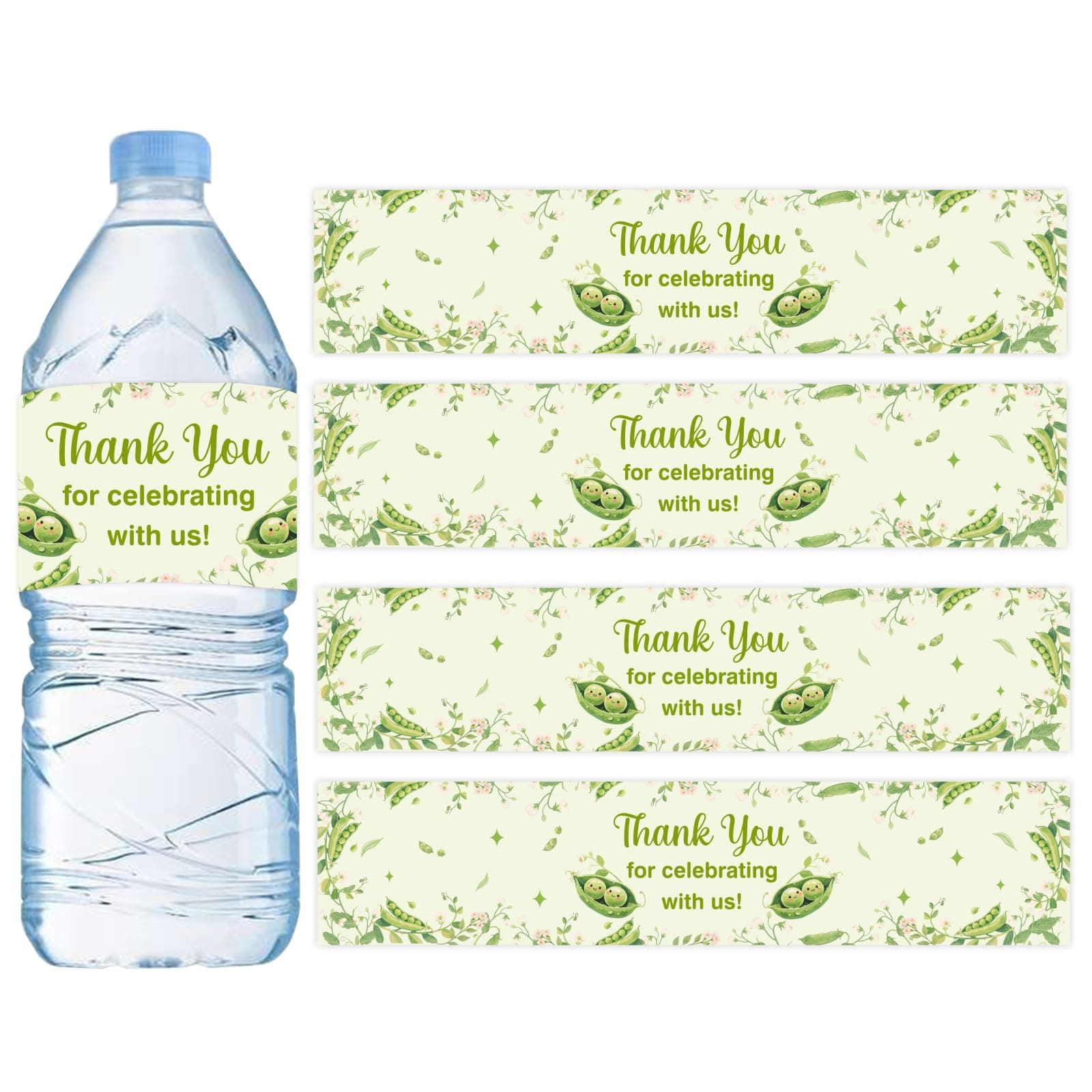 52 Pack Baby Shower Water Bottle Labels - 52 Pack Green Double Shower Envelopes Gender Reveal Decorations | Bottle Stickers for Baby Shower Theme
