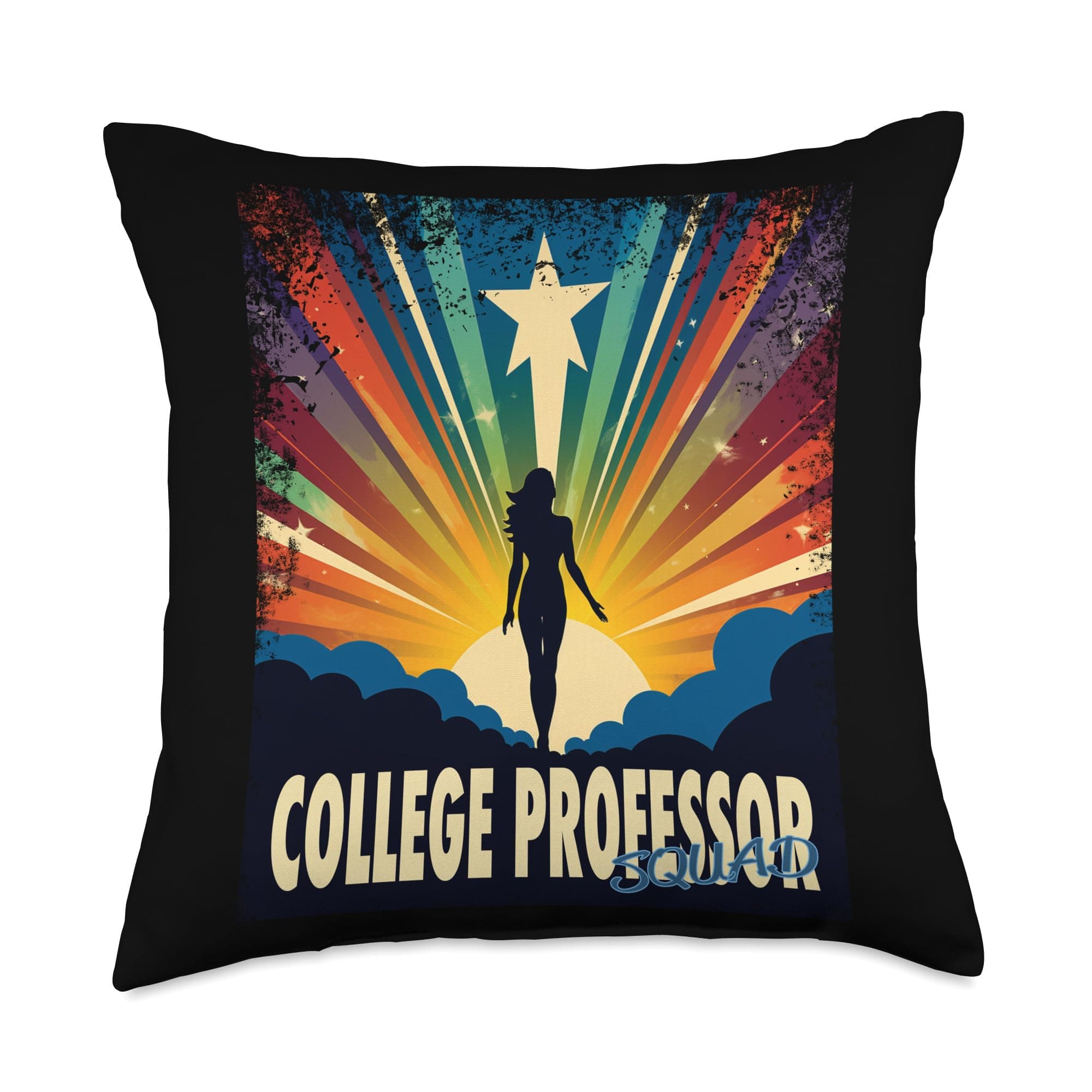 COLLEGE PROFESSOR Gifts College Professor Funny Female Hero Job Women Throw Pillow, 18x18, Multicolor