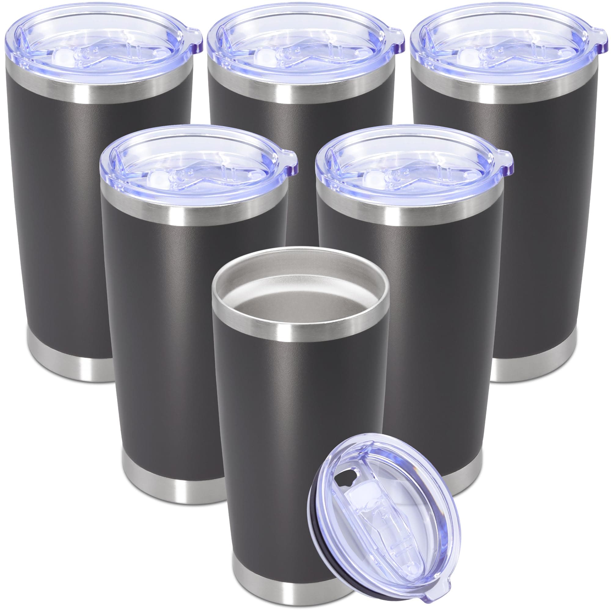 20 oz Tumbler Insulated Tumblers Stainless Steel Coffee Mug,Grey 6PCS