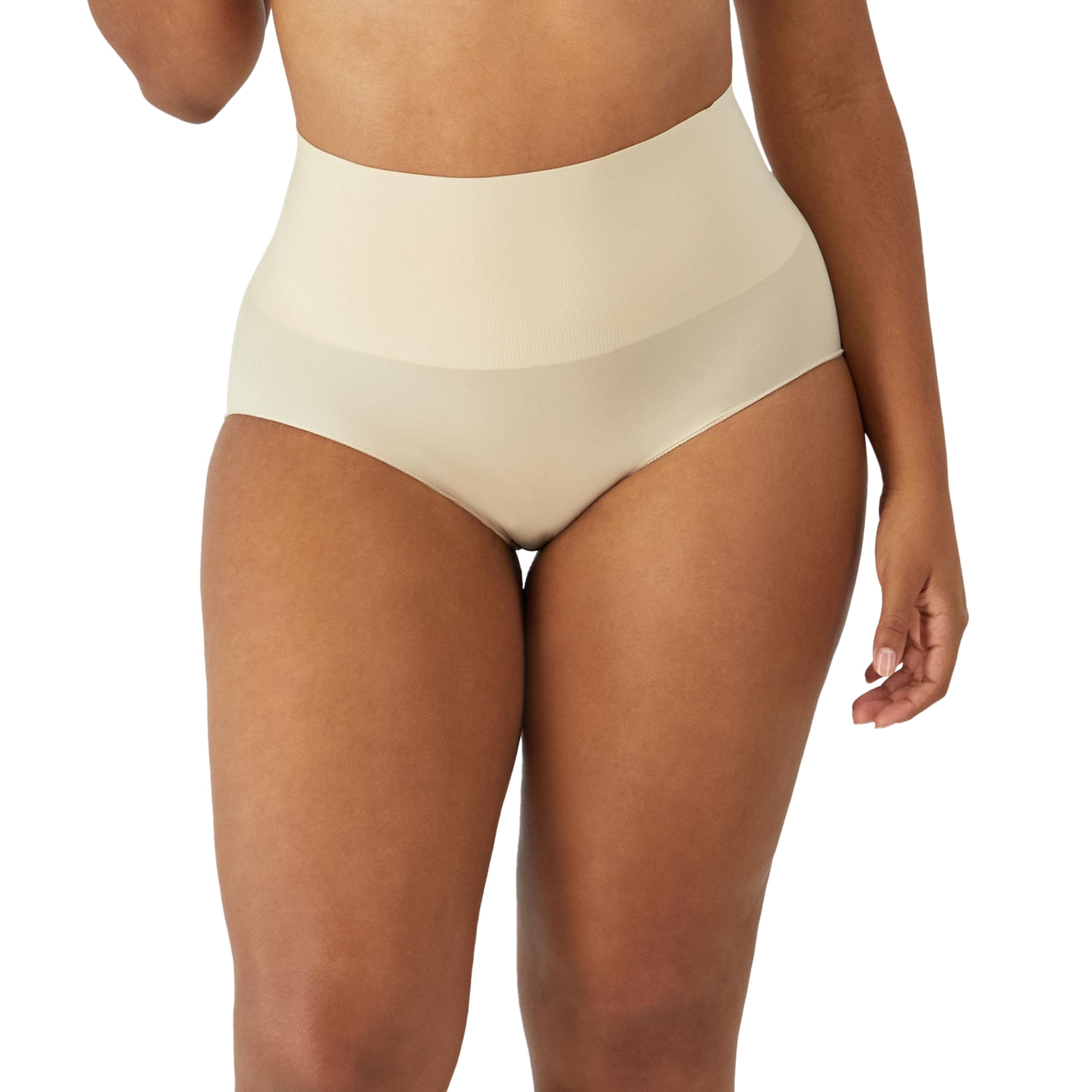 Maidenform Women's Brief Tame Your Tummy Lace Panties, Nude Transparent, L