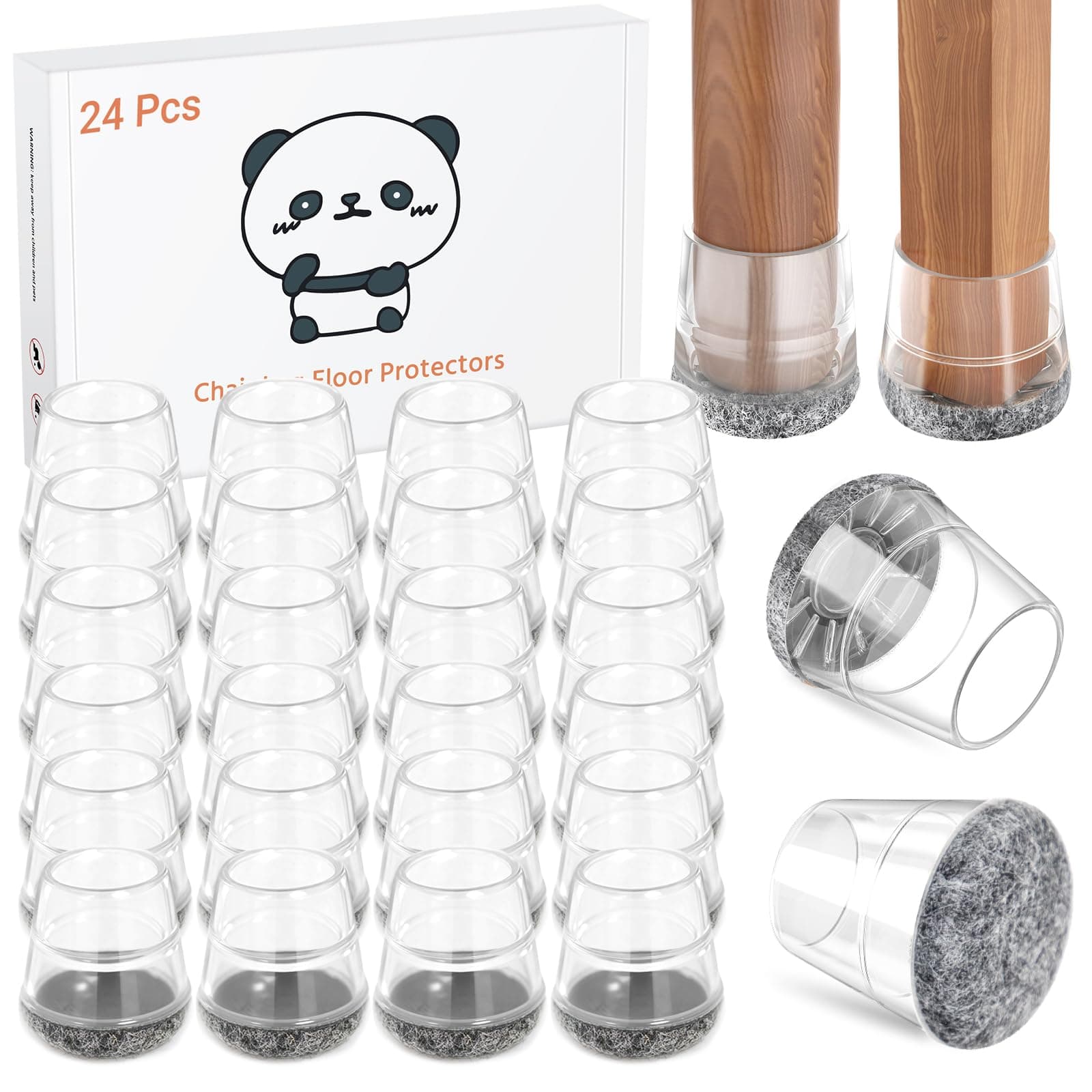 Meldel 24 PCS Silicone Chair Leg Floor Protectors Extra Small(0.6"-0.8") Rubber Felt Furniture Pads Chair Legs Caps/Covers for Hardwood Floors, Tile from Scratches & Reduce Noise - Round, Grey
