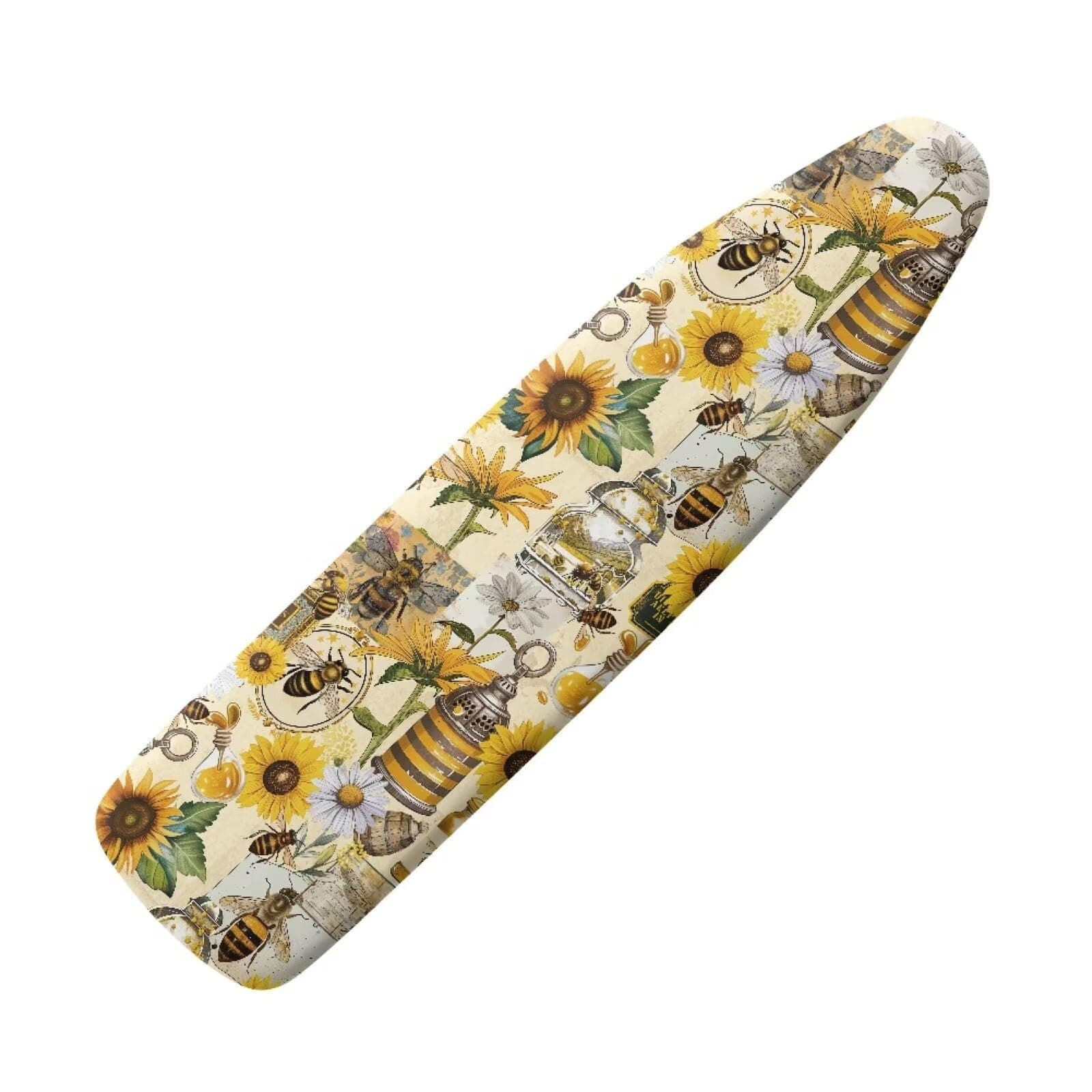 Jekioweii Sunflower Honey Bee Print Ironing Board Cover with Elastic Edge Non Stick Iron Board Cover Standard Size Heavy Duty Iron Pad Covers Scorch Stain Resistant