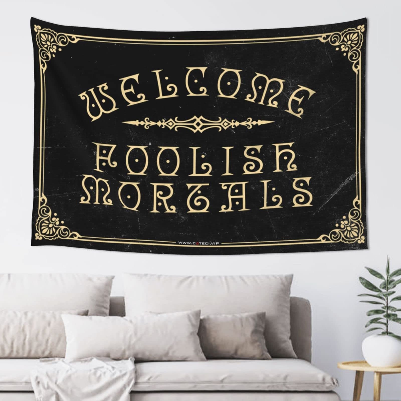 Funny Halloween Tapestry Welcome Foolish Mortals Tapestry 1 Funny Tapestries Small Wall Tapestry ( Size : 75X100CM )