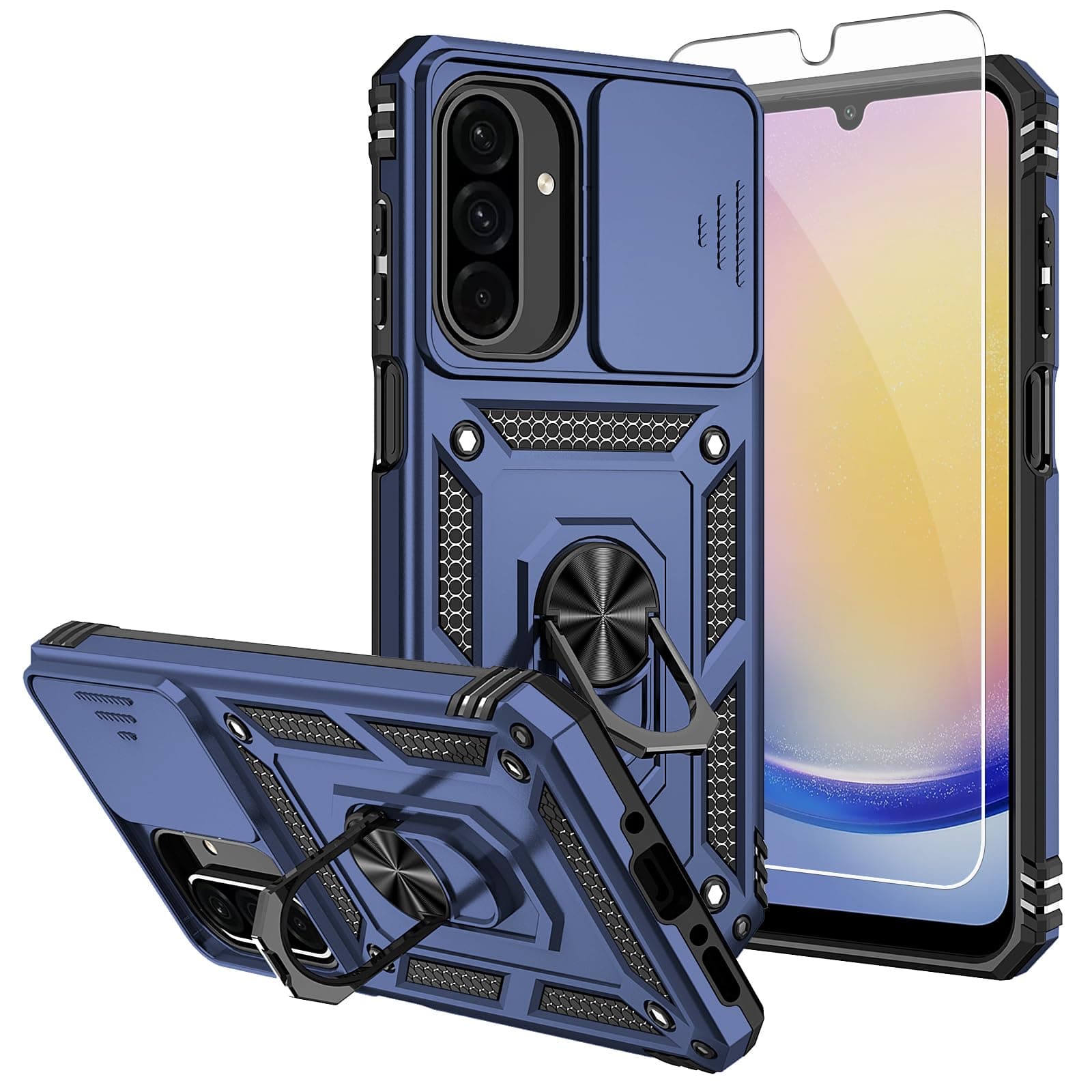 for Samsung Galaxy A26 5G Phone Case, with Screen Protectors and Camera Cover,[Military Grade] 16ft.Drop Tested Cover with Magnetic Kickstand Protective Case for Samsung A26 5G, Blue