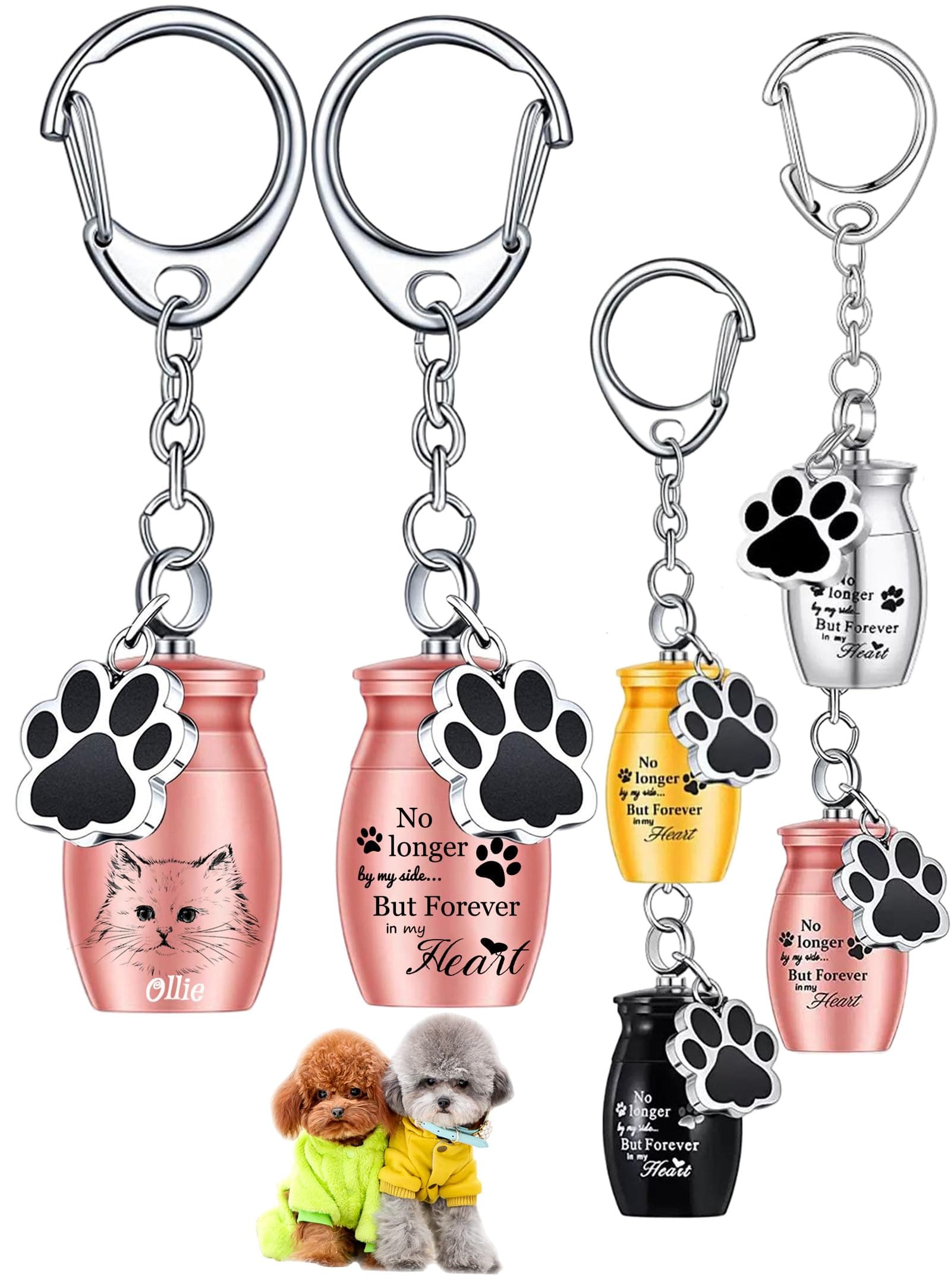 DkuIttYin Personalized Pet Urn Keychain for Ashes Dog Cat Cremation Jewelry Keepsake Keychain Custom Photo Text for Men Memorial Gifts (Rose gold)