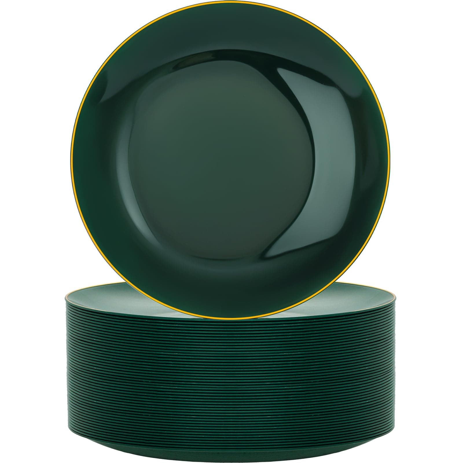 Nervure 100PCS Green and Gold Plastic Plates 10.25″ Disposable Dinner Plate