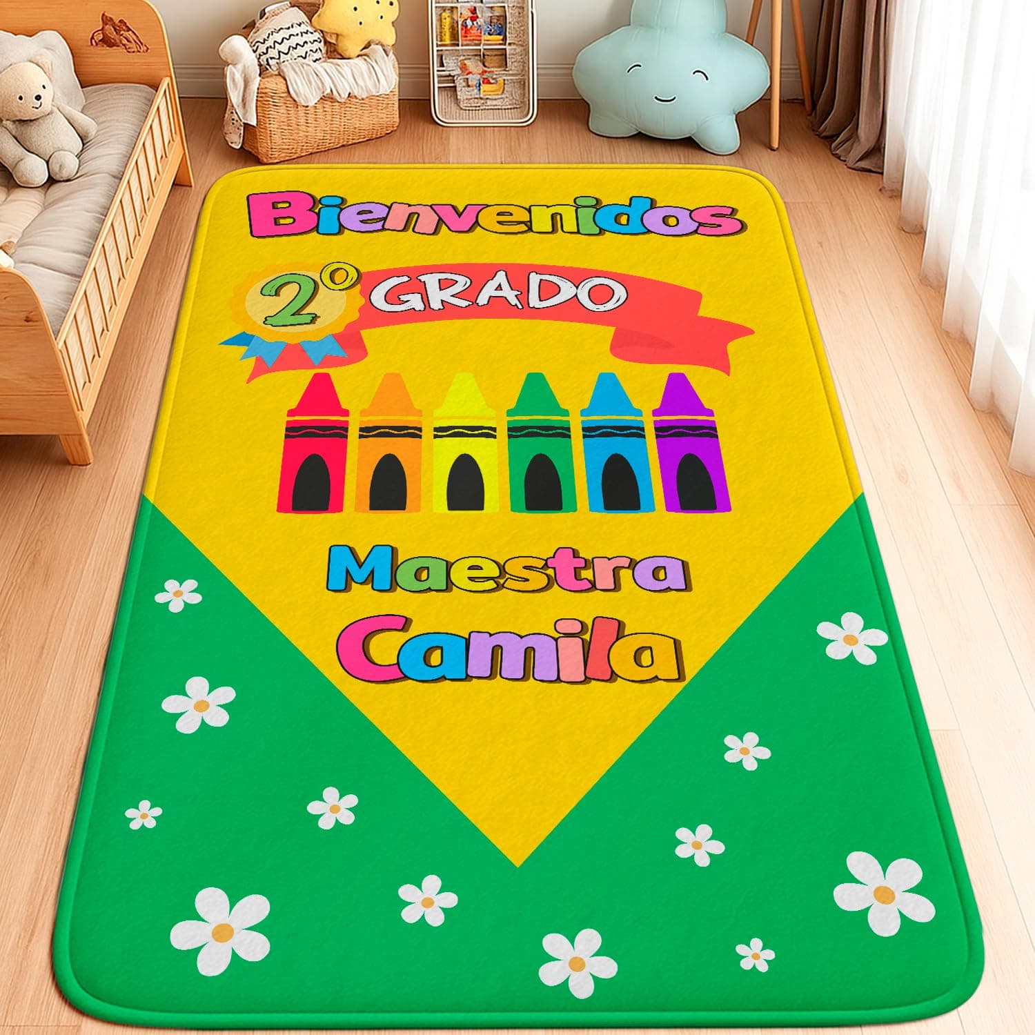 Spanish ABC Classroom Rug, Alfombra De Aprendizaje Del Alfabeto Español, Regalos De Maestro Carpet Playroom Learning, Alphabet Mat Educación Alfombra De Bienvenida A La Clase (Pencil)