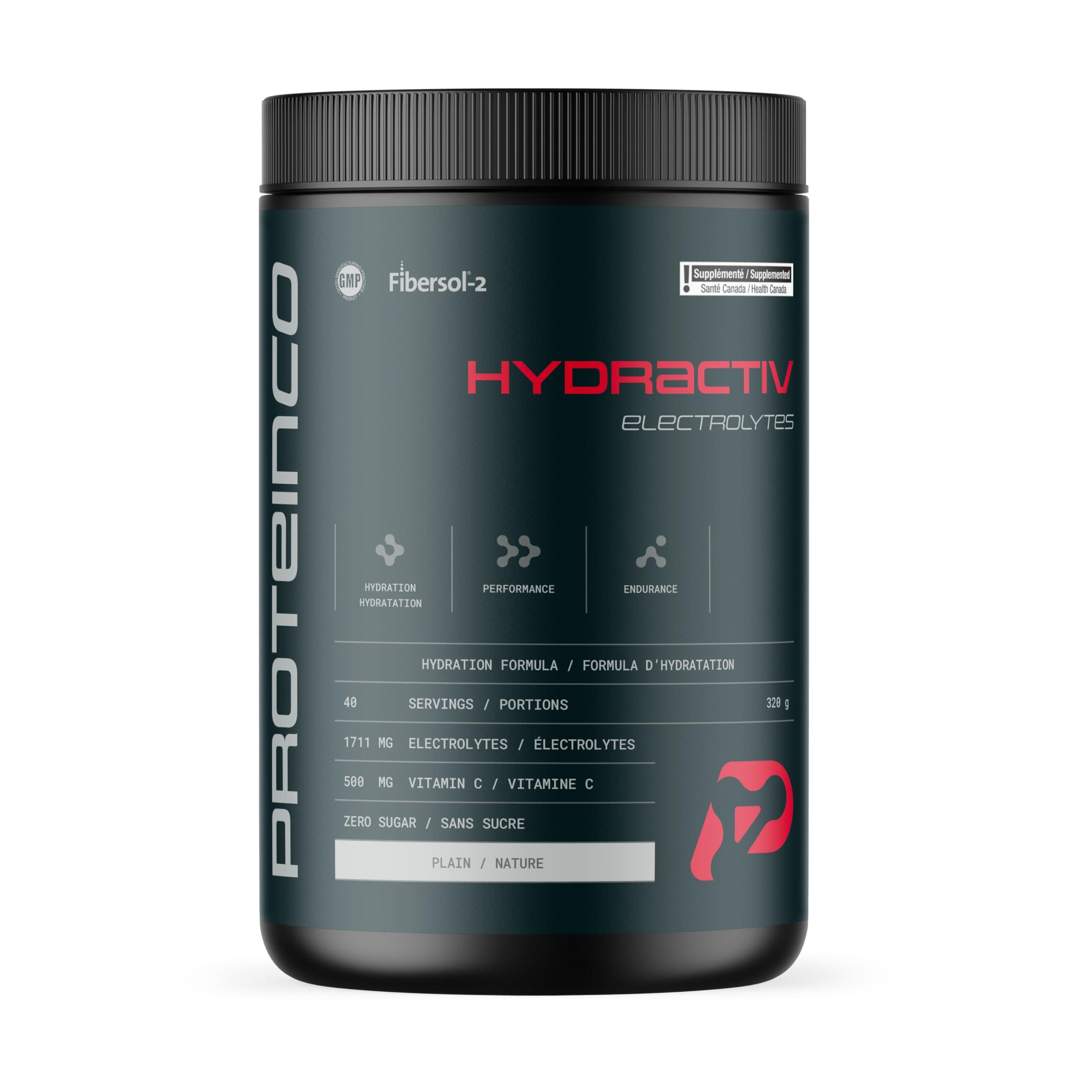 ProteinCo | Hydractiv | 1711mg of Electrolyte Powder | Fibersol-2 & Himalayan Pink Salt | Stevia | Sugar Free (320 g, Plain)