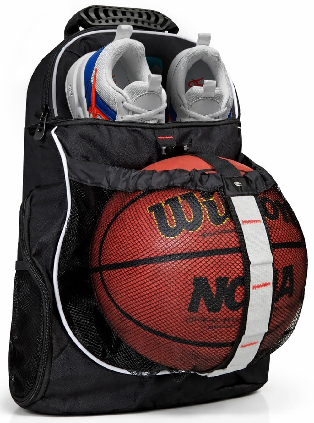 Hard Work Sports Basketball Backpack with Ball Compartment Spacious Shoe Storage for Basketball, Large Sports Bag