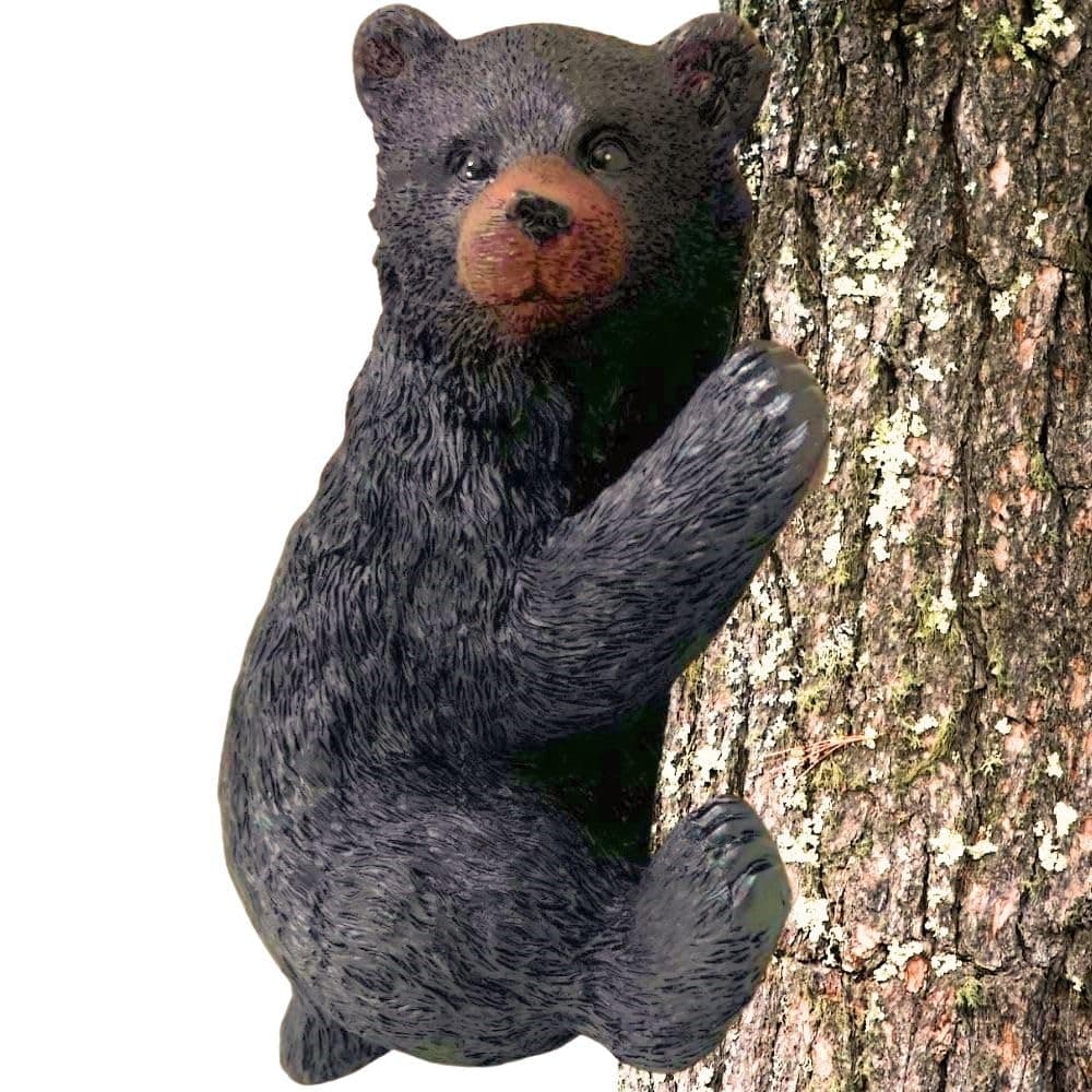 Black Bear on a Tree - Garden Decor/Yard Decorative Sculpture/Baby Bear Cub Tree Hugger Statue