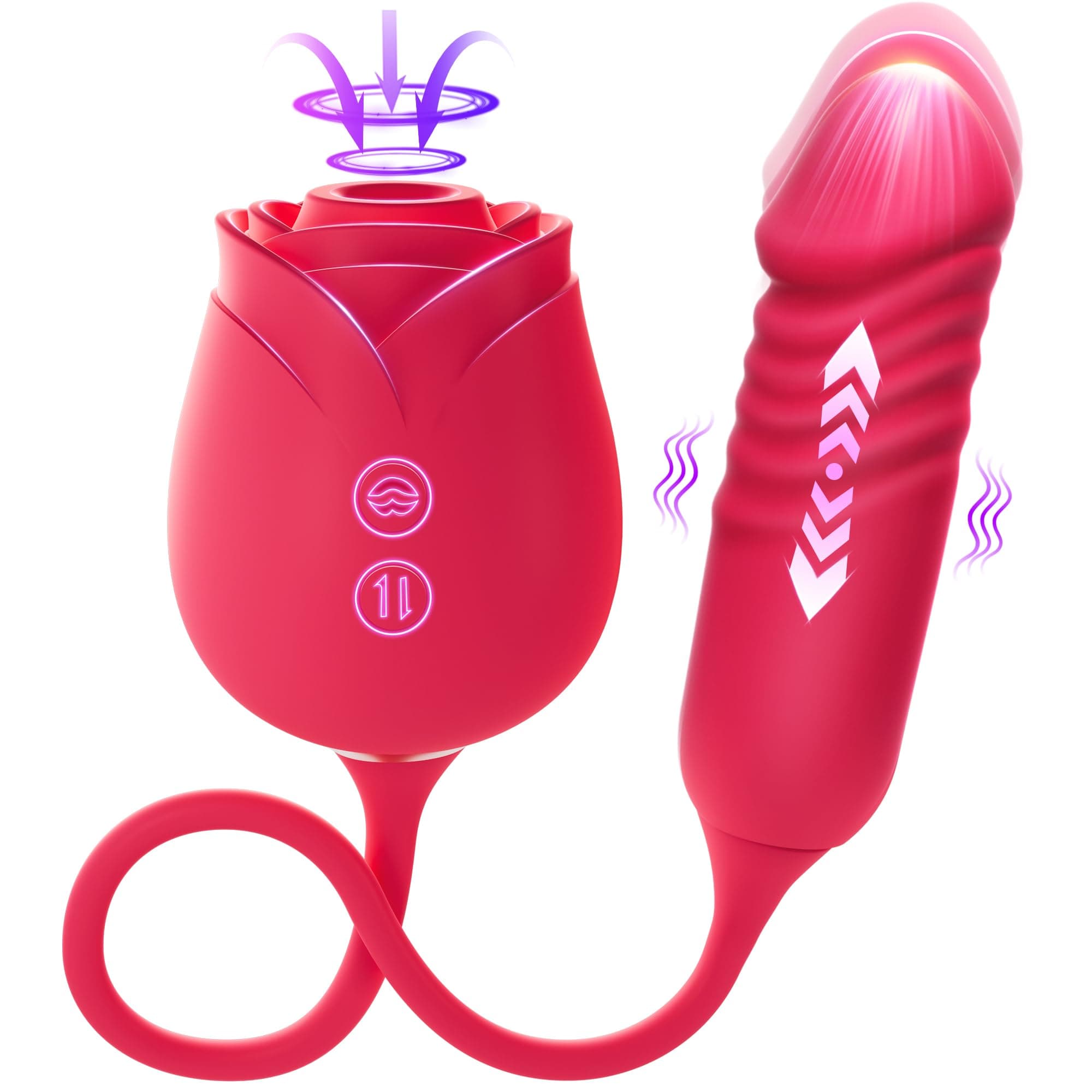Vibrator Dildo Sex Toys for Women - MOOLIGIRL Rose Sex Toy with Thrusting G Spot Vibrators & 10 Sucking Modes for Clitoral Nipple Stimulation Anal Dildos Adult Sex Toys Games for Couples Sex Machine