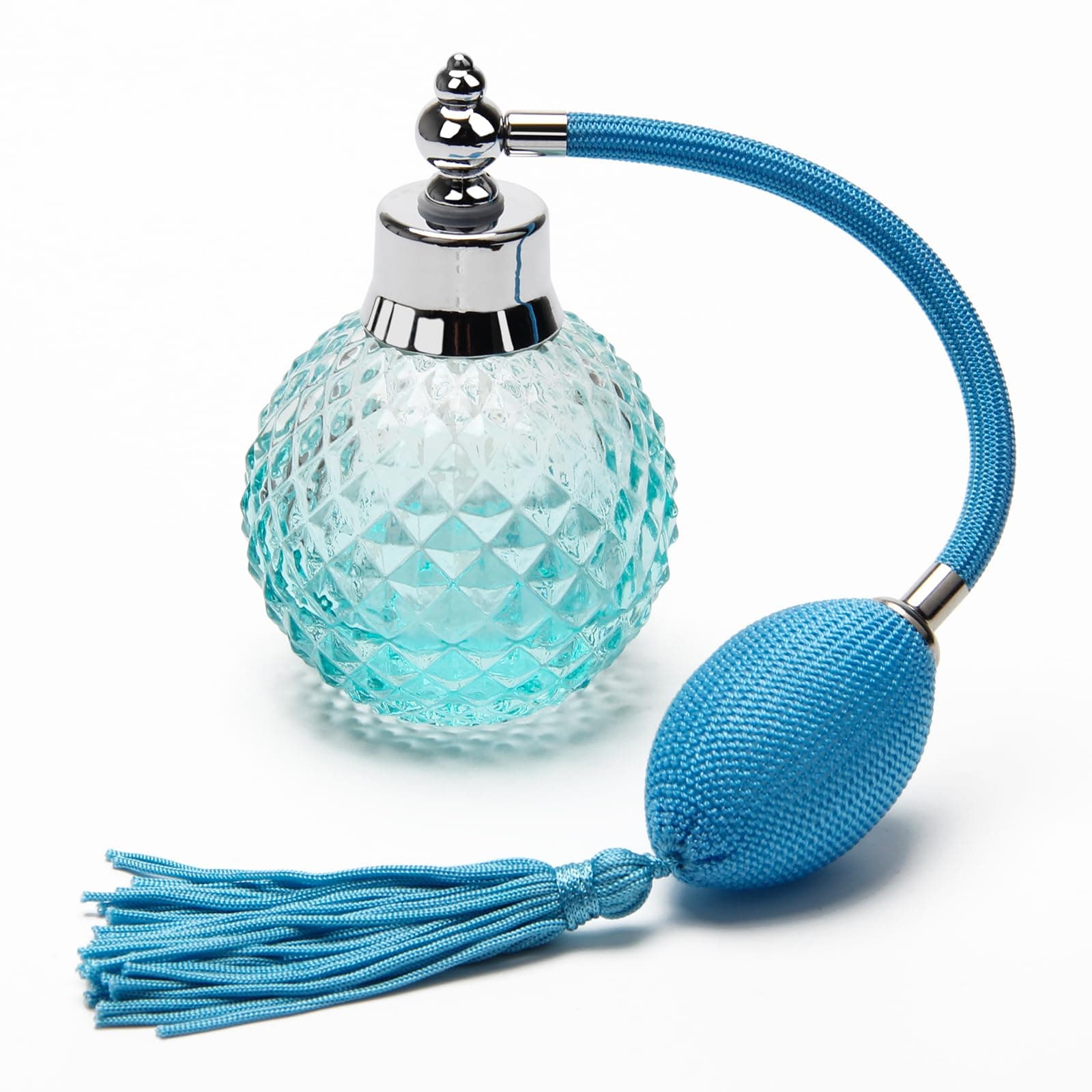Coolrunner Crystal Art Vintage Style Refillable Perfume Atomizer Long Spray Bottle 100ml(Blue)