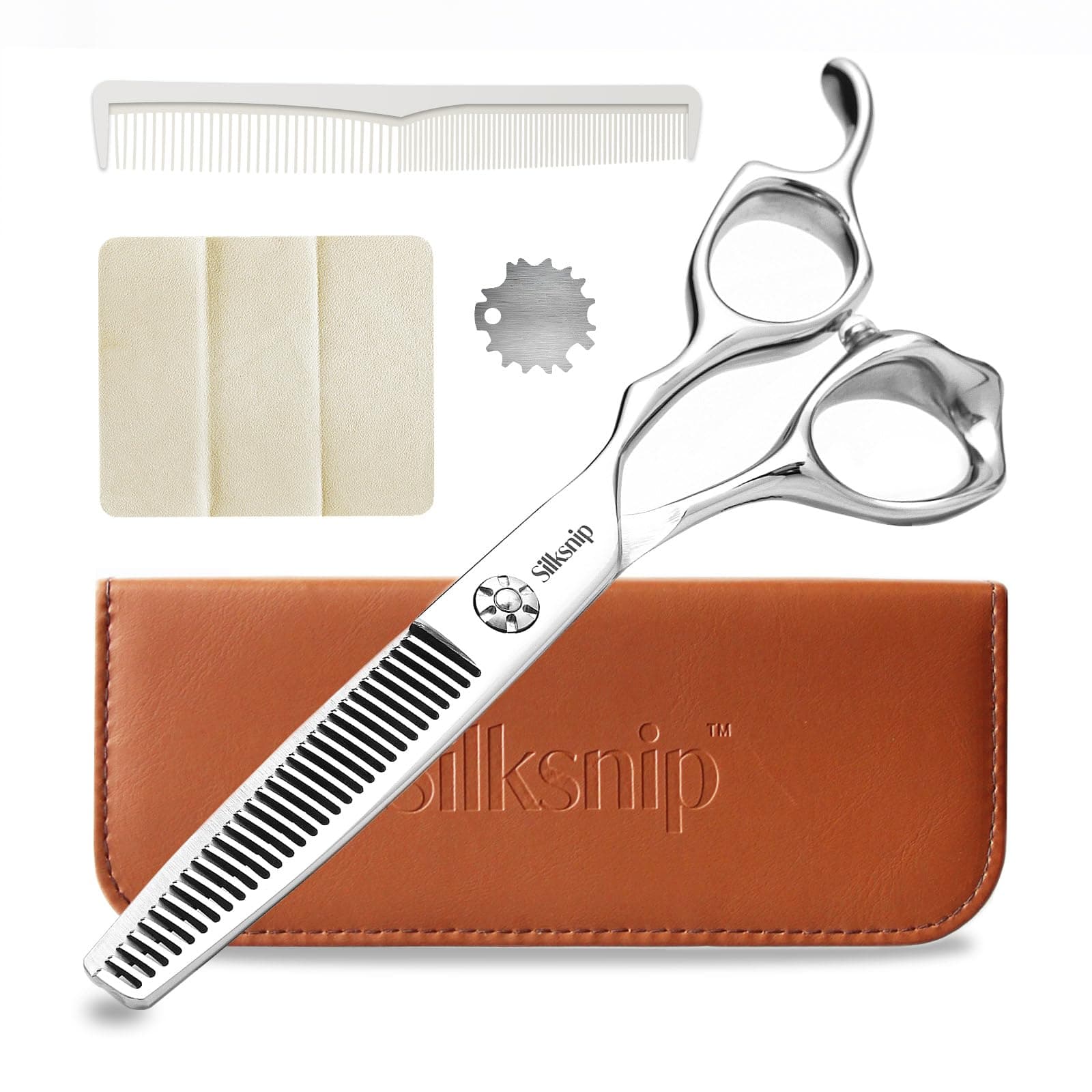 Silksnip Professional Thinning Shears for Hair Cutting Very Sharp Handmade Ergonomic Handle for Barbers, Salon and Home Use