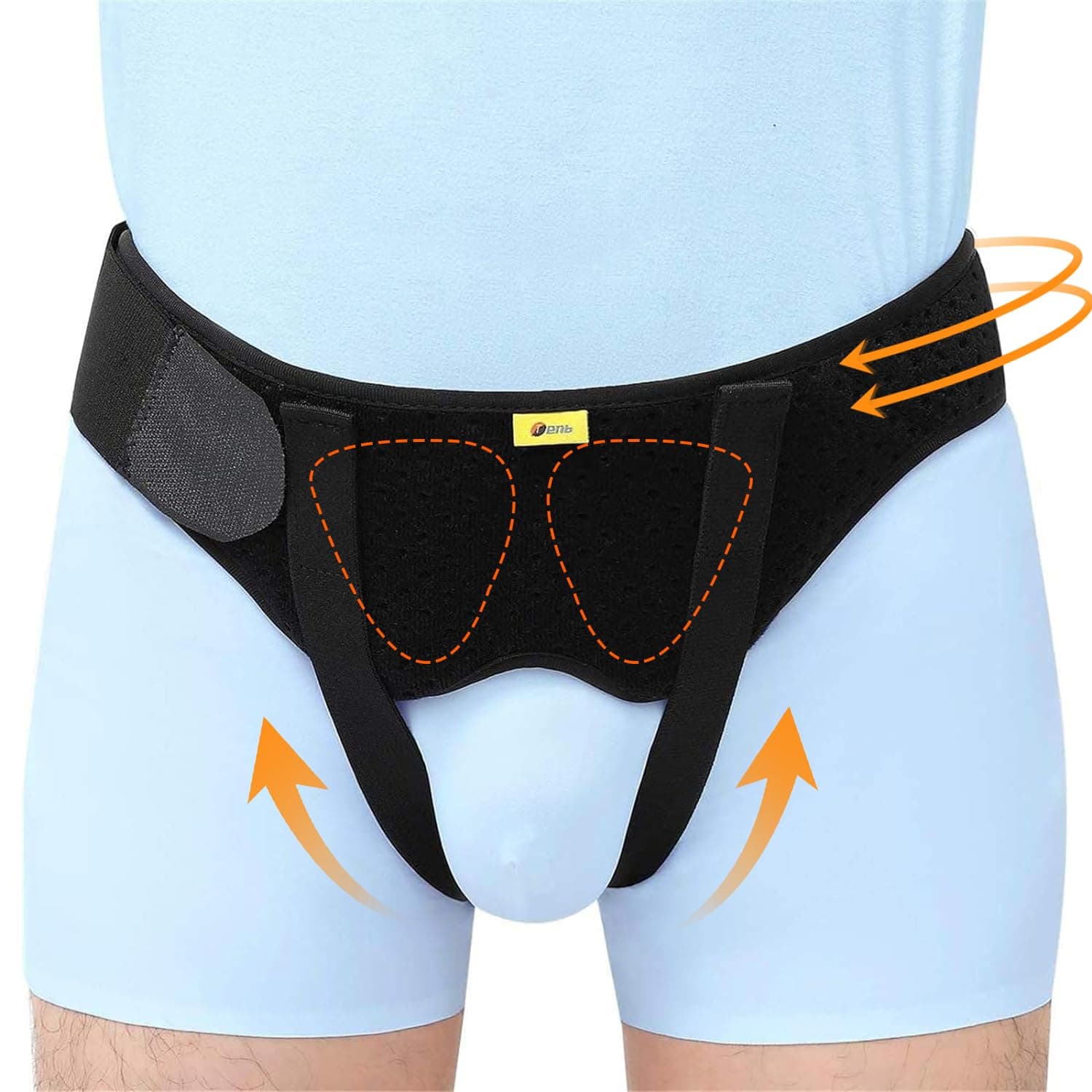 TENB Hernia Belts for Men Double/Bilateral Groin Hernia Support Truss for Inguinal or Sports Hernia, Adjustable Waist Strap with 2 Removable Compression Pads Breathable Material (Large)