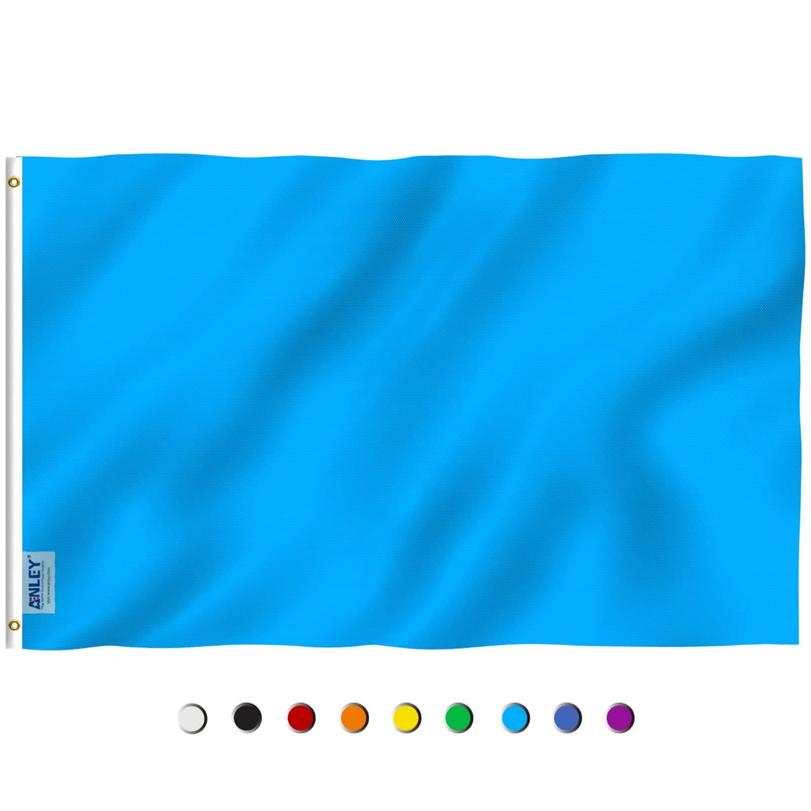 ANLEY Fly Breeze 3x5 Foot Solid Light Blue Flag - Vivid Color and UV Fade Resistant - Canvas Header and Double Stitched - Plain Light Blue Flags Polyester with Brass Grommets 3 X 5 Ft