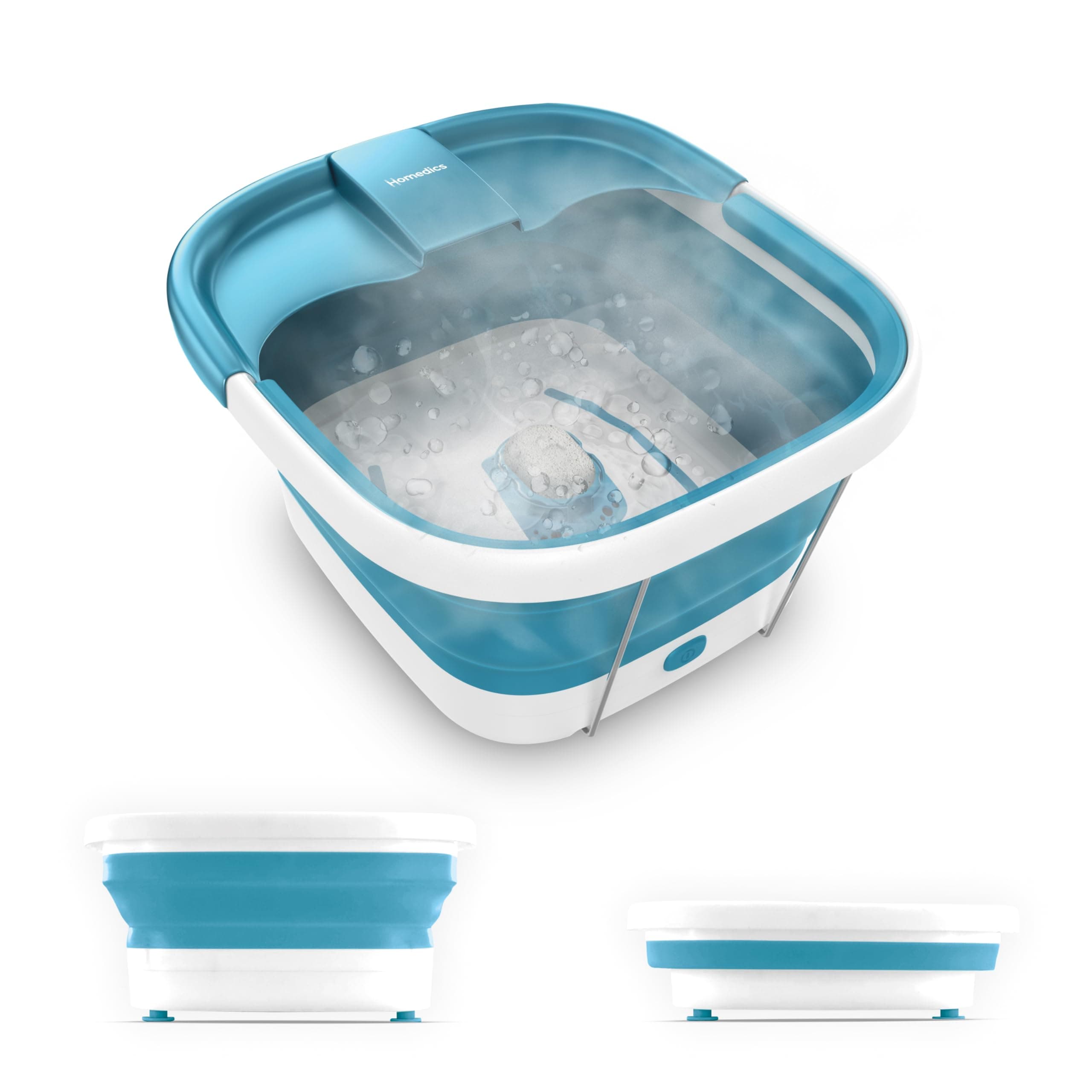Homedics Smart Space Collapsible Foot Spa Bath Massager – Foldable Bubble-Massage, Pedicure Tub with Heat Maintenance, Pumice Stone & Splash Guard – Portable Foot Soak, BPA-Free