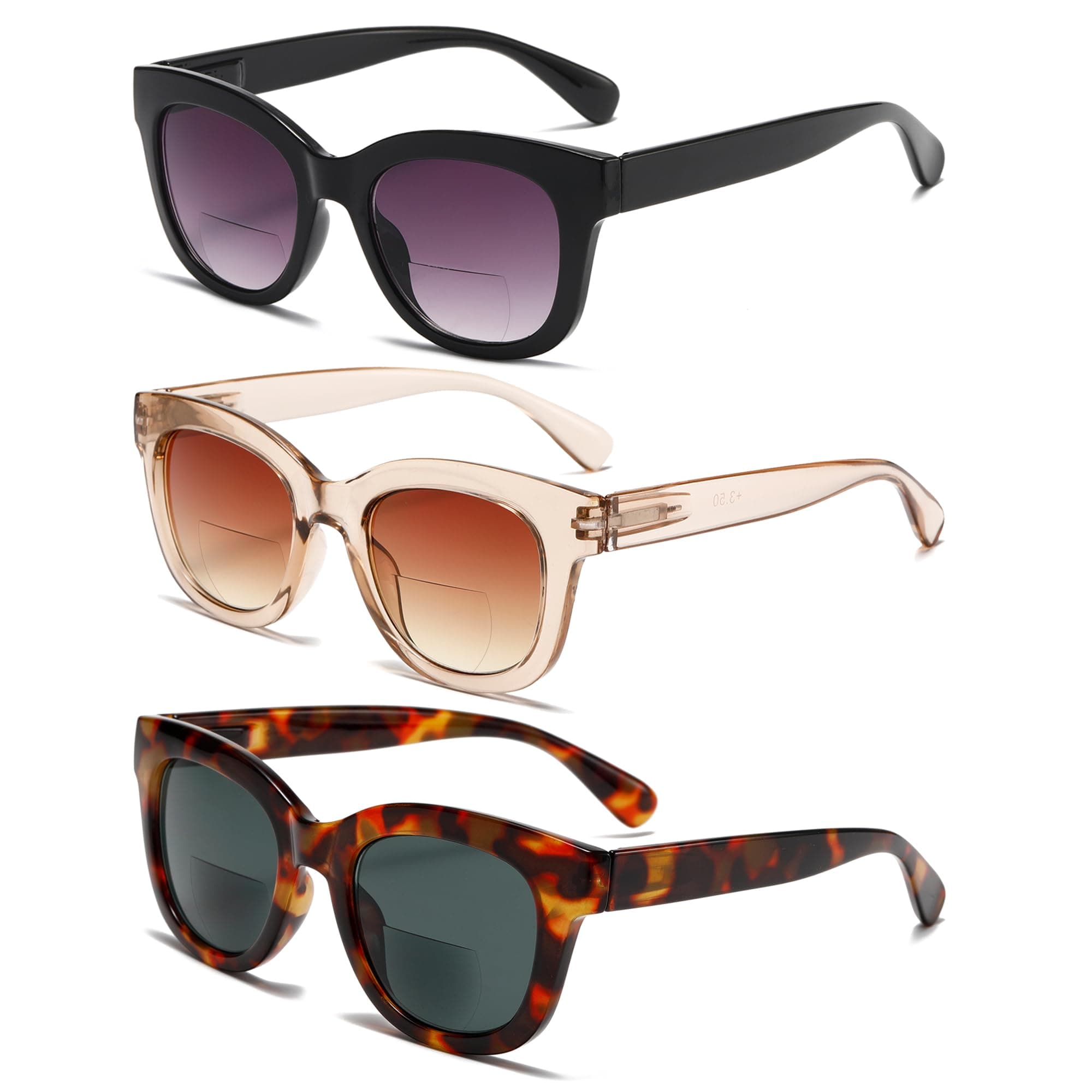 ZXYOO Bifocal Sunglasses For Women Reading Sunglasses 3 Pack UV400 Sun Readers Glasses With Spring Hinge(3MIX+3.25)