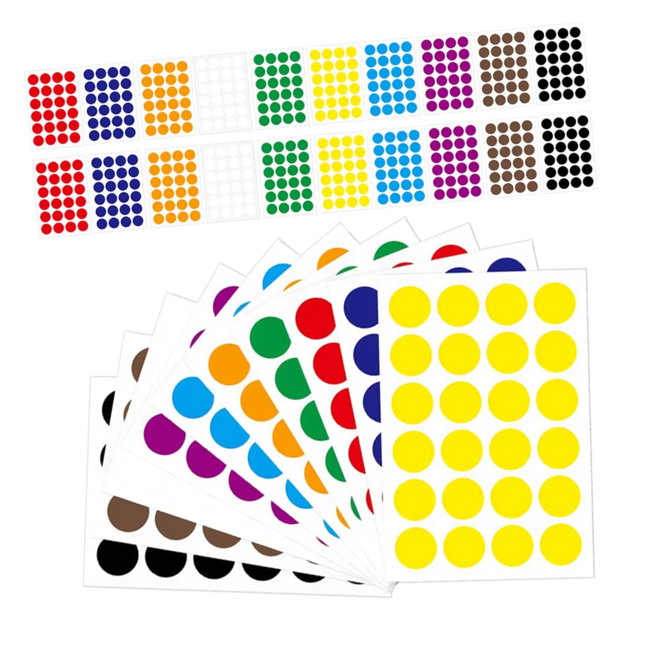 TOGEVAL 50sheets Colored Round Dot Stickers Self-Adhesive Label Dots for Easy Organization Vibrant Colors for Home Office and Crafting
