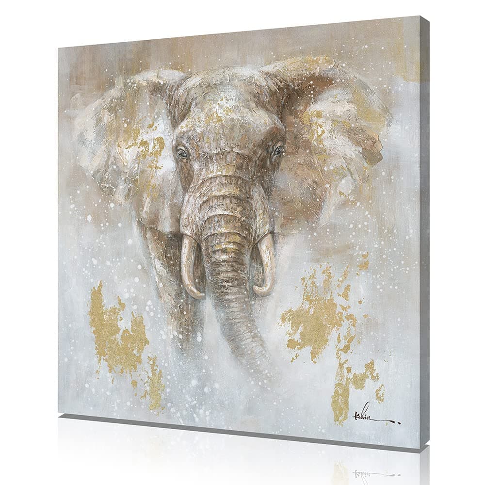 Kunstorner African Elephant Wall Decor Printing Painting Elephant Canvas Wall Art Decoration for Bathroom Bedroom Living Room Office Home Baby Room Decor Framed Ready to Hang(24"x24"x 1Panel)