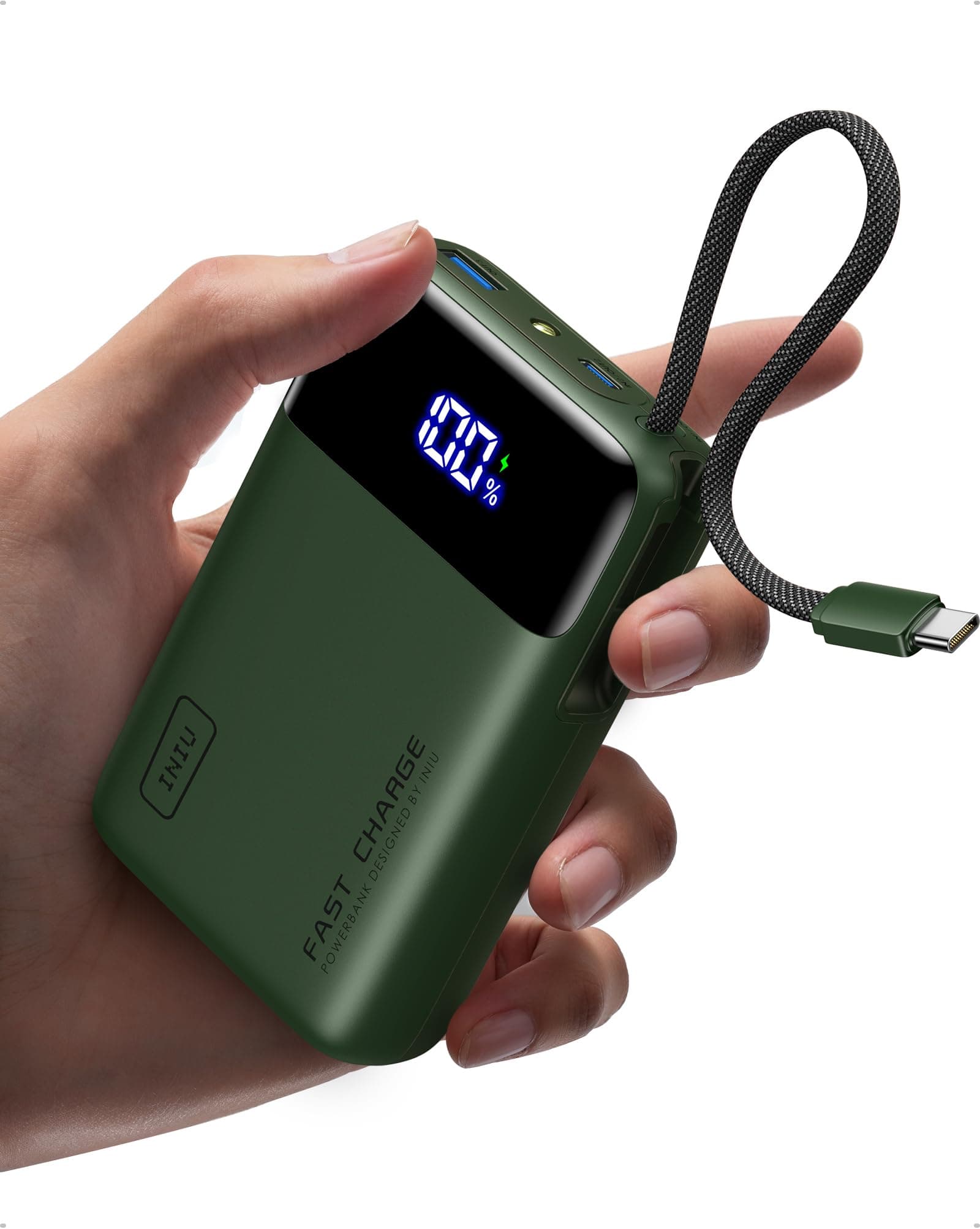 INIU Portable Charger, Smaller 45W Fast Charging Power Bank, 20000mAh Green