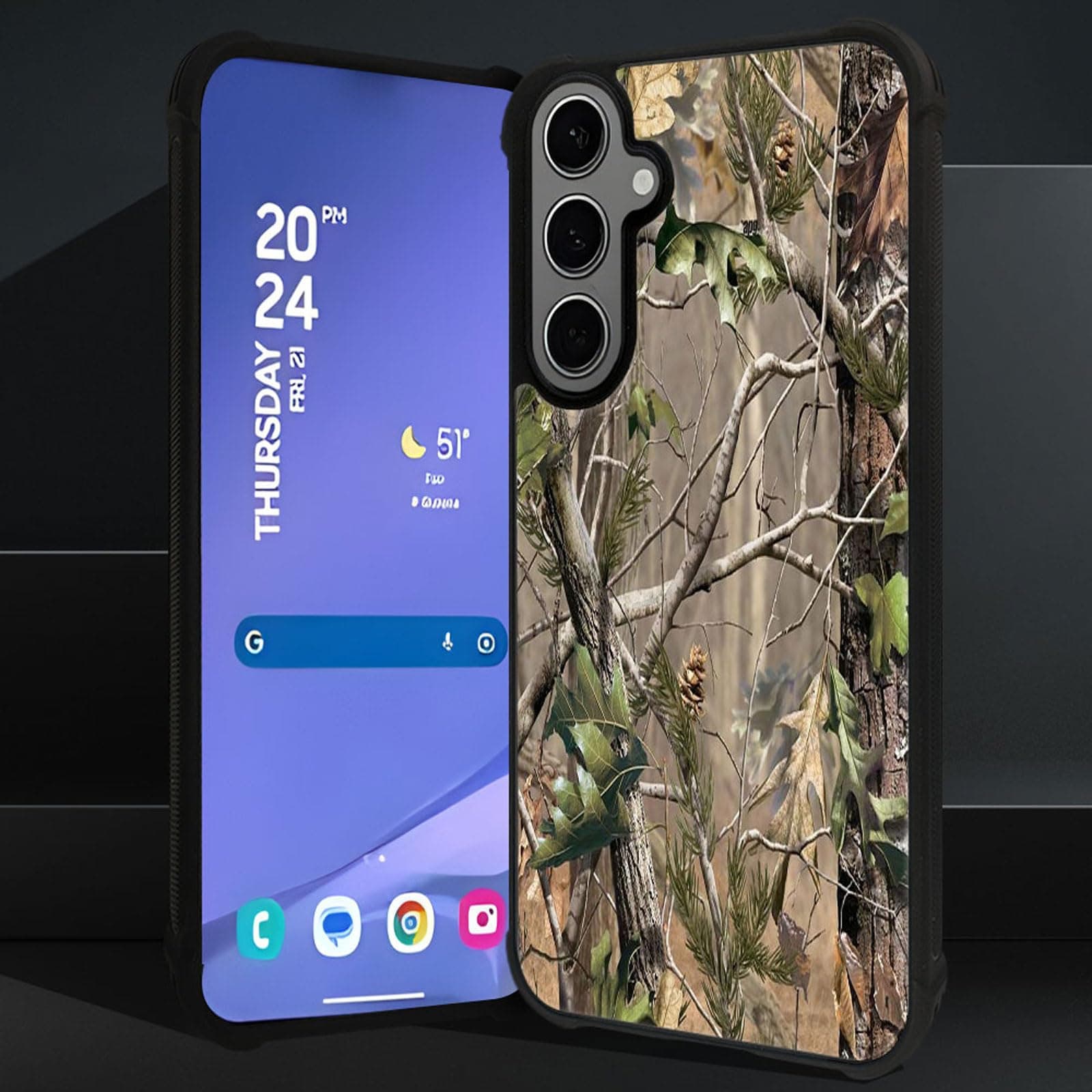 ZHEGAILIAN Compatible with Samsung Galaxy S24/25 Plus Case,Forest Camouflage Tree Graphic Design Acrylic Shockproof Anti-Scratch Hard Case for Samsung Galaxy S24/25 Plus