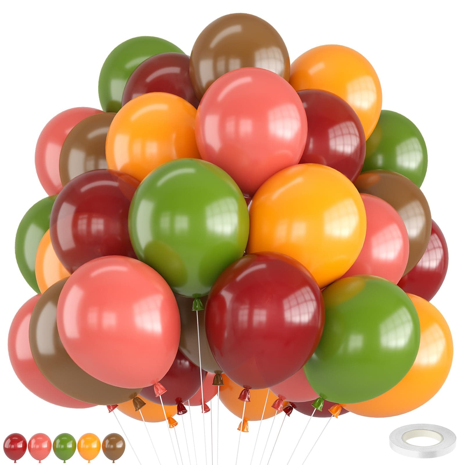 Autumn Balloons 12 Inch Red Brown Green Yellow and Pink Thanksgiving Balloons for Autumn Birthday Autumn Wedding Baby Shower Hen Party Decoration