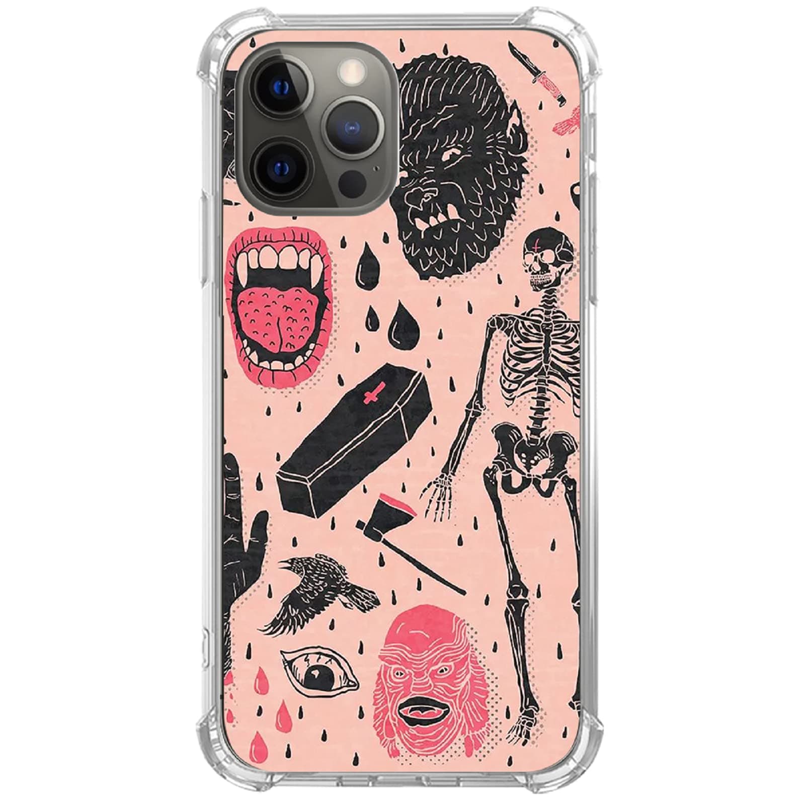 Hippie Skull Case Compatible with iPhone 12/12 Pro, Cool Spooky Skull Skeleton Case for iPhone 12/12 Pro for Teens Men Women, Trendy Soft TPU Bumper Case Cover