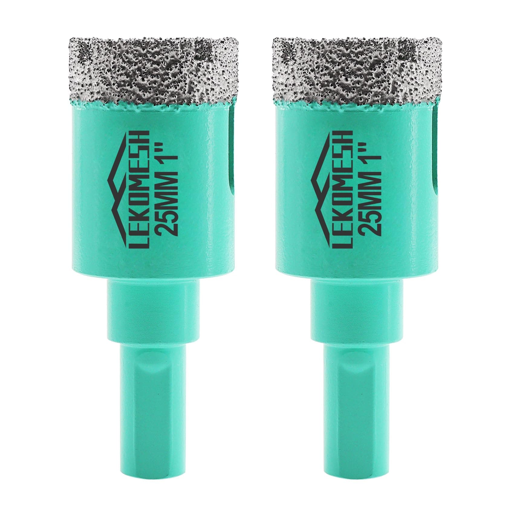 LEKOMESH Diamond Core Drill Bits - 1"/25MM Triangle Shank Tile Hole Saw Cutter Dry Drilling for Porcelain Ceramic Tile Granite Marble Stone Vacuum Brazed Diamond Drill Bit,2pcs