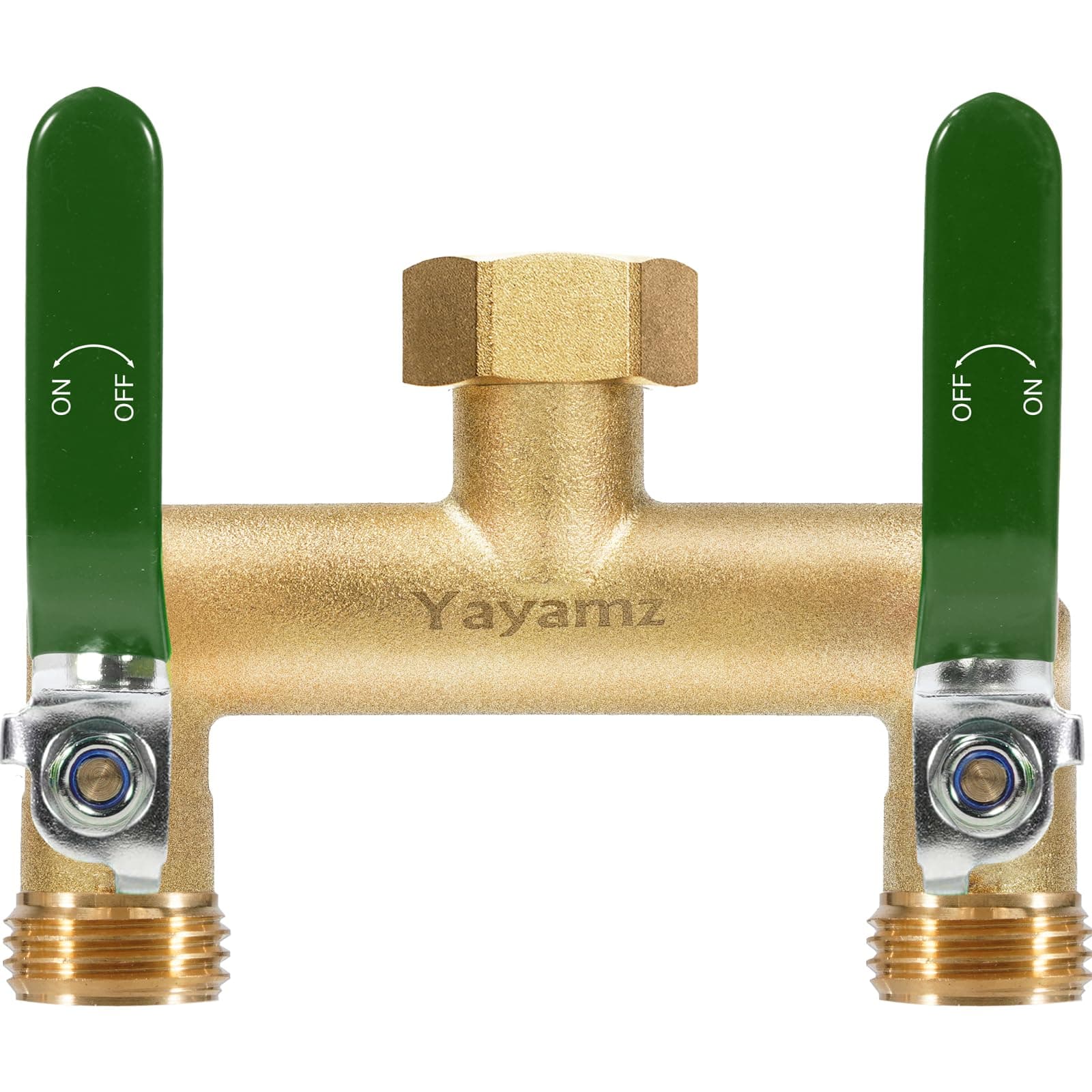 Yayamz Garden Hose Splitter, 3/4” Rust and Freeze Resistant Outdoor Hose Manifold with 5 Red Extra Long Handles Faucet Adapter-Heavy Duty Brass 5-Way Valve