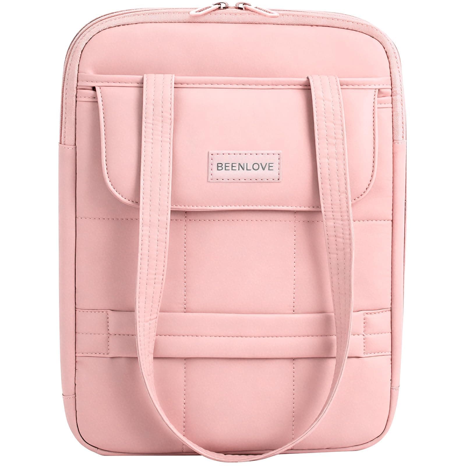 DSDCDJ 13-14 inch Puffy Laptop Bag - Lightweight Laptop Sleeve Padded Handbag for MacBook Pro/Air, HP, Dell, Lenovo, ASUS - Slim Computer Shoulder Bag for Business Travel & Work Daily, Pink