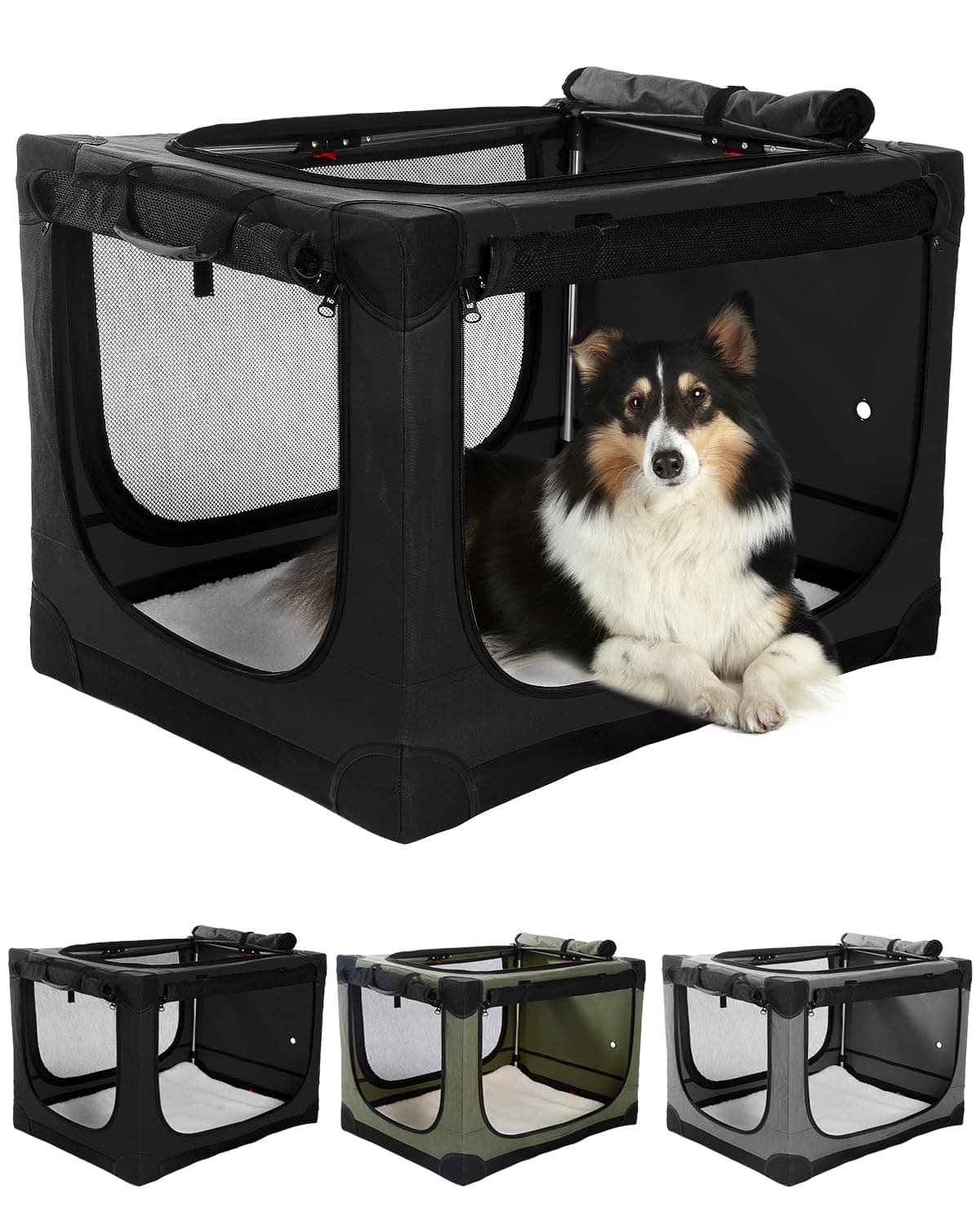 Veraste 24" Soft Collapsible Travel Dog Crate for Small Medium Pets.Black