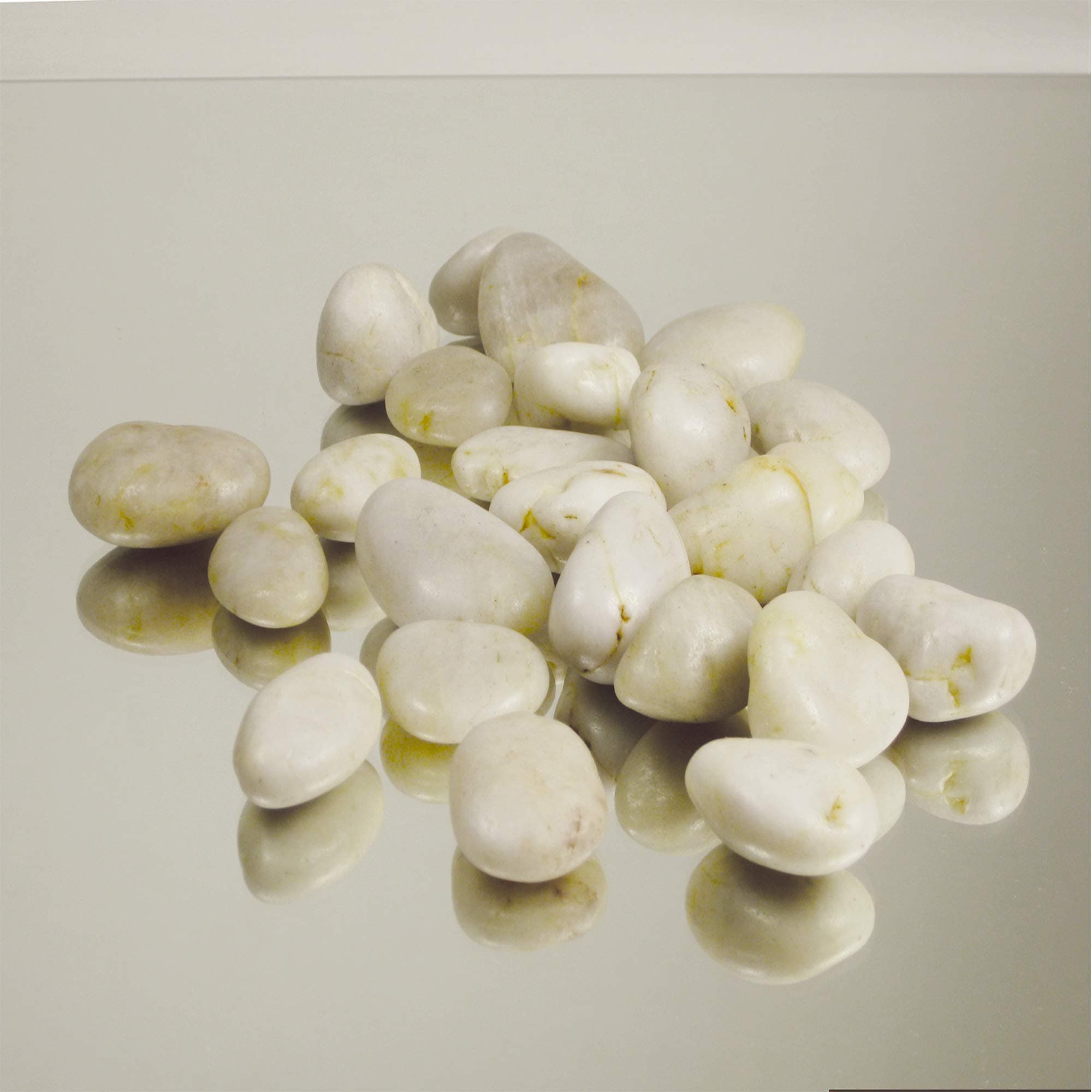 WGV Natural River Rocks, 2 lbs Decorative Ornamental Pebbles Stone, Accent Vase Filler for Landscaping, Succlents, Aquarium and Terrarium, Crafting for Home Decor, 1 Netted Bag White