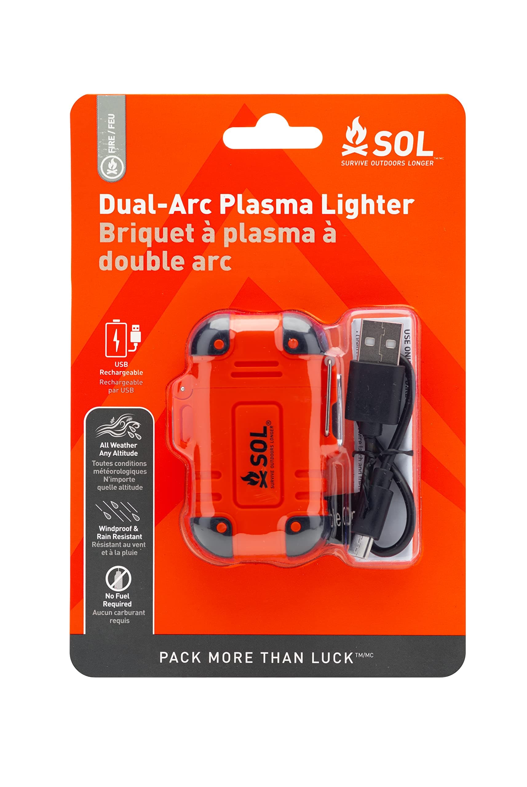 SOL Plasma Dual-Arc Lighter, USB Rechargeable, Compact