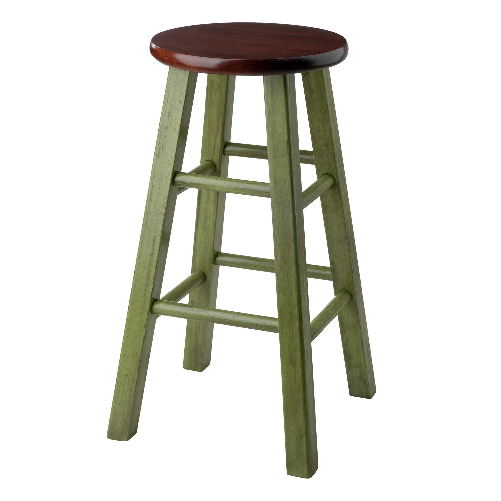 Winsome Wood Ivy 24" Counter Stool Rustic Green w/Walnut Seat