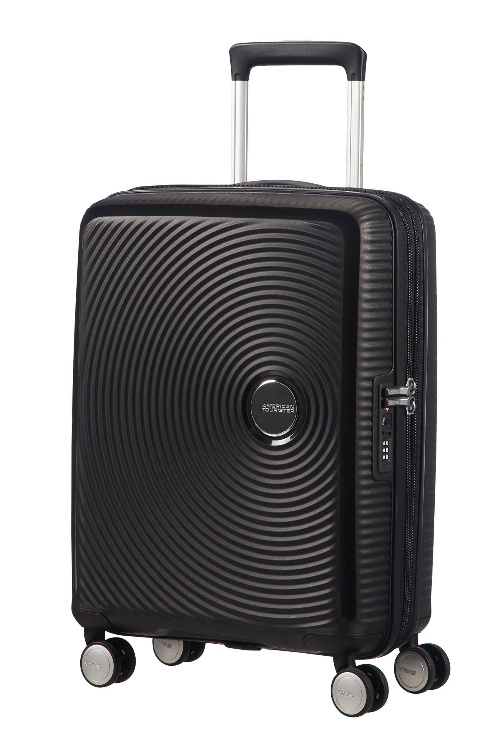 American Tourister Soundbox - Spinner S Erweiterbar Handgepäck, 55 cm, 35.5/41 L, Schwarz (Bass Black)