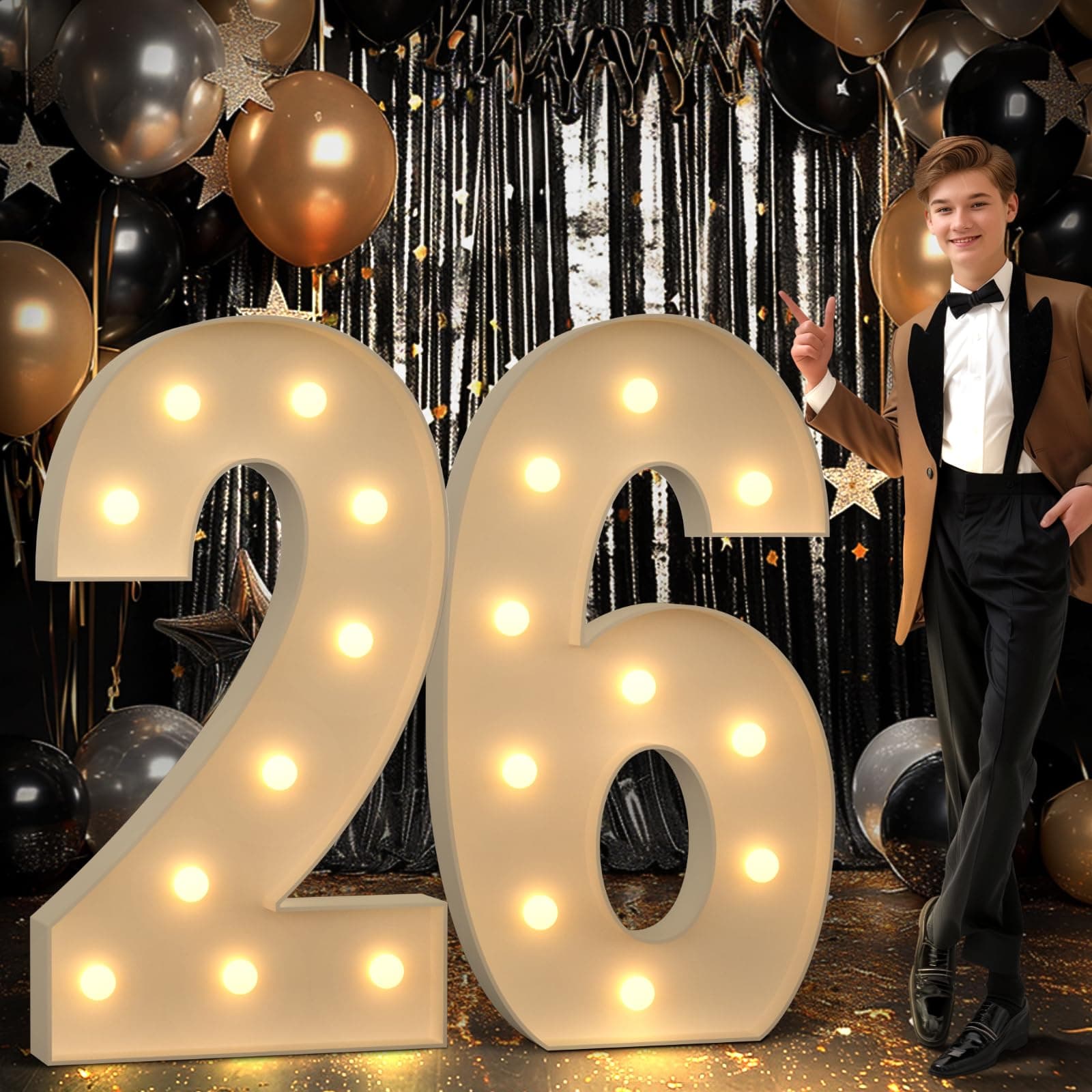 4FT Marquee Number 21 Light up Number 21th Birthday Decorations Large Numbers Big Mosaic Numbers for Balloons Birthday Decor Number Balloon Frame Anniversary Decors