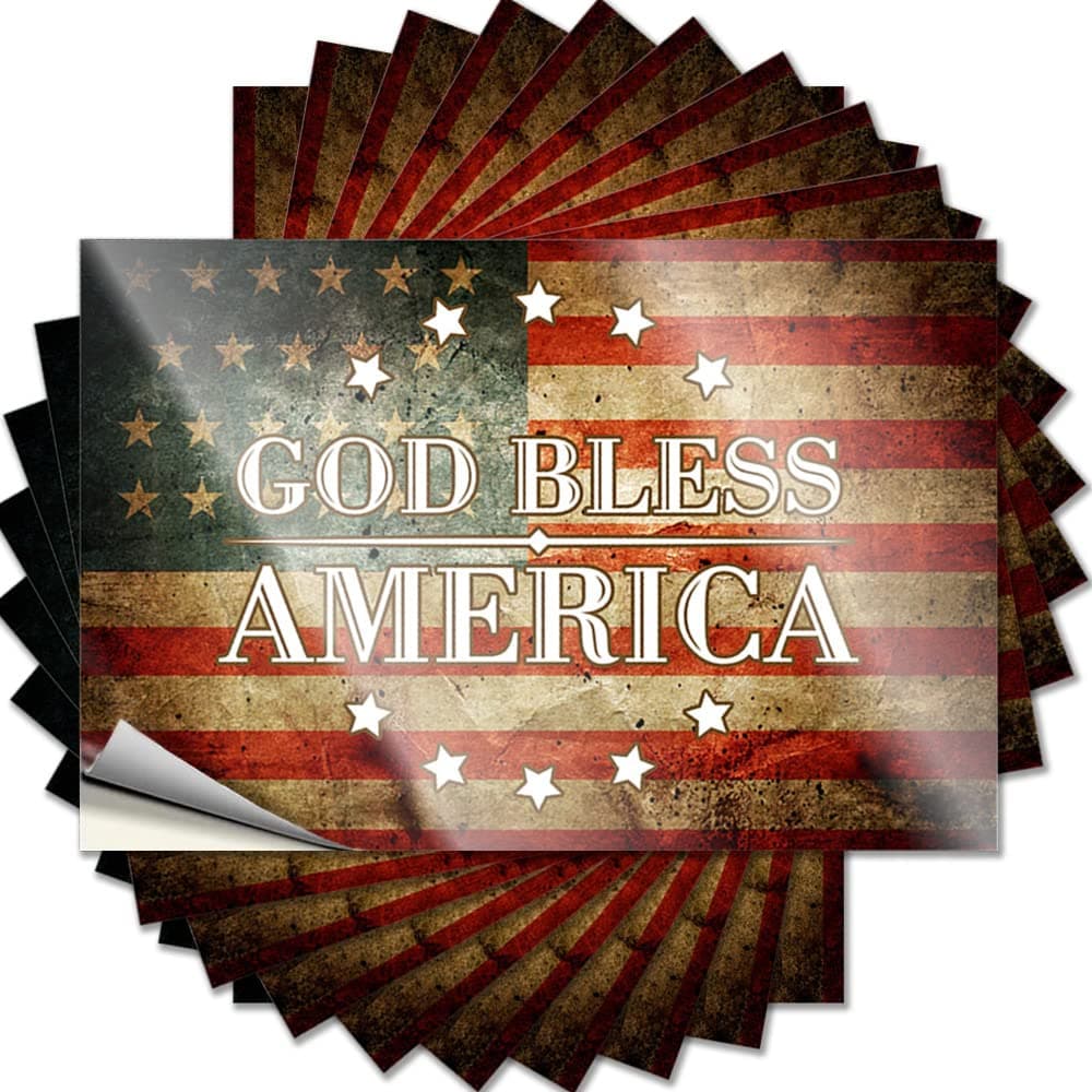 Toolbox Stickers and Decals God Bless America Funny Sticker 10 Pcs Car Stickers for Windows Car Bandaid Sticker(8X12CM)