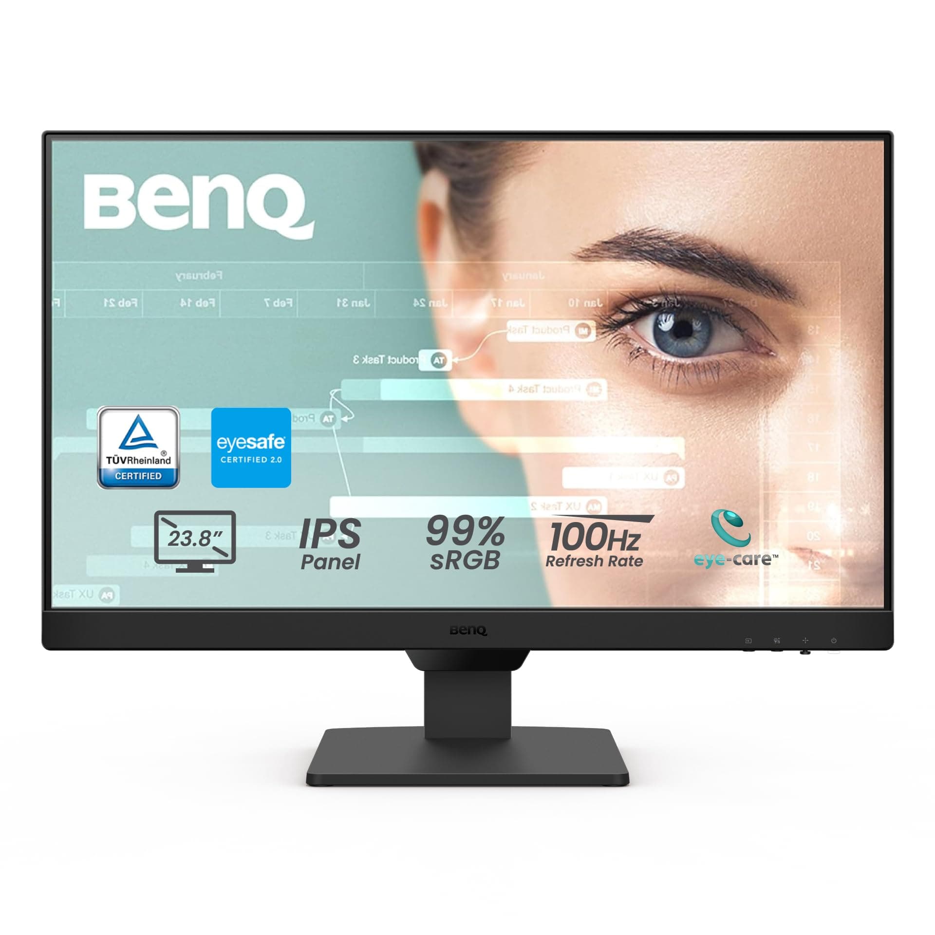 BenQ GW2490 Computer Monitor 24" FHD 1920x1080p | IPS | 100 Hz | Eye-Care Tech | Low Blue Light | Anti-Glare | Adaptive Brightness | Tilt Screen | Built-in Speakers | DisplayPort | HDMI X 2