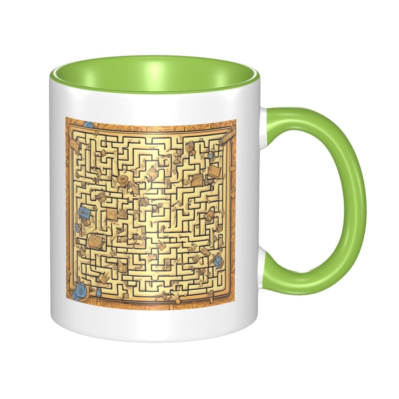 WXZYFP Treasure Maze Two-color ceramic mug (double-sided), can be used for drinking water or as a craft