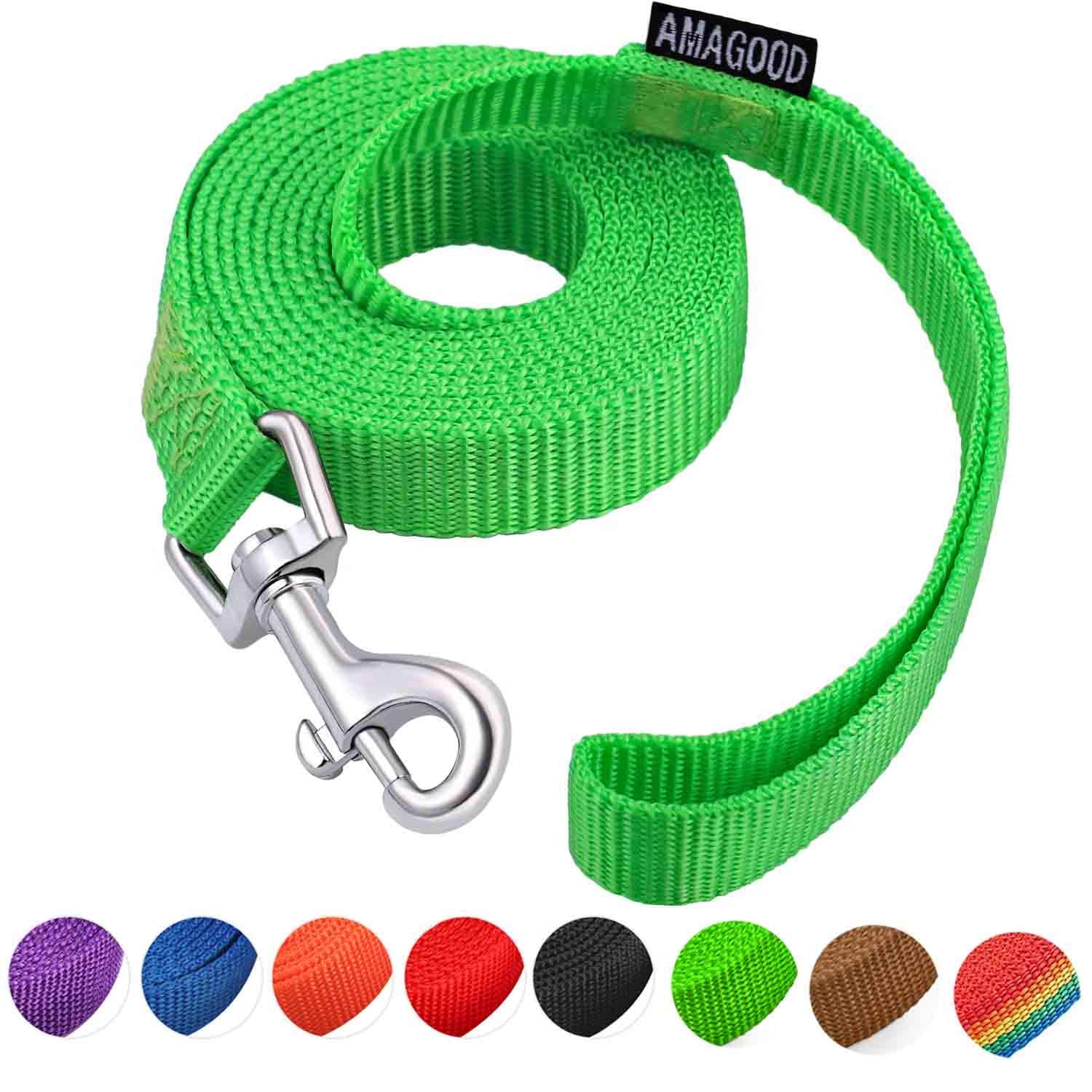 AMAGOOD 6 FT Dog Leash 3/8" 5/8" 3/4" 1" Dog Lead Great for Small and Medium Dog,Strong and Durable Traditional Style Leash (Green,5/8" x 6 Feet)