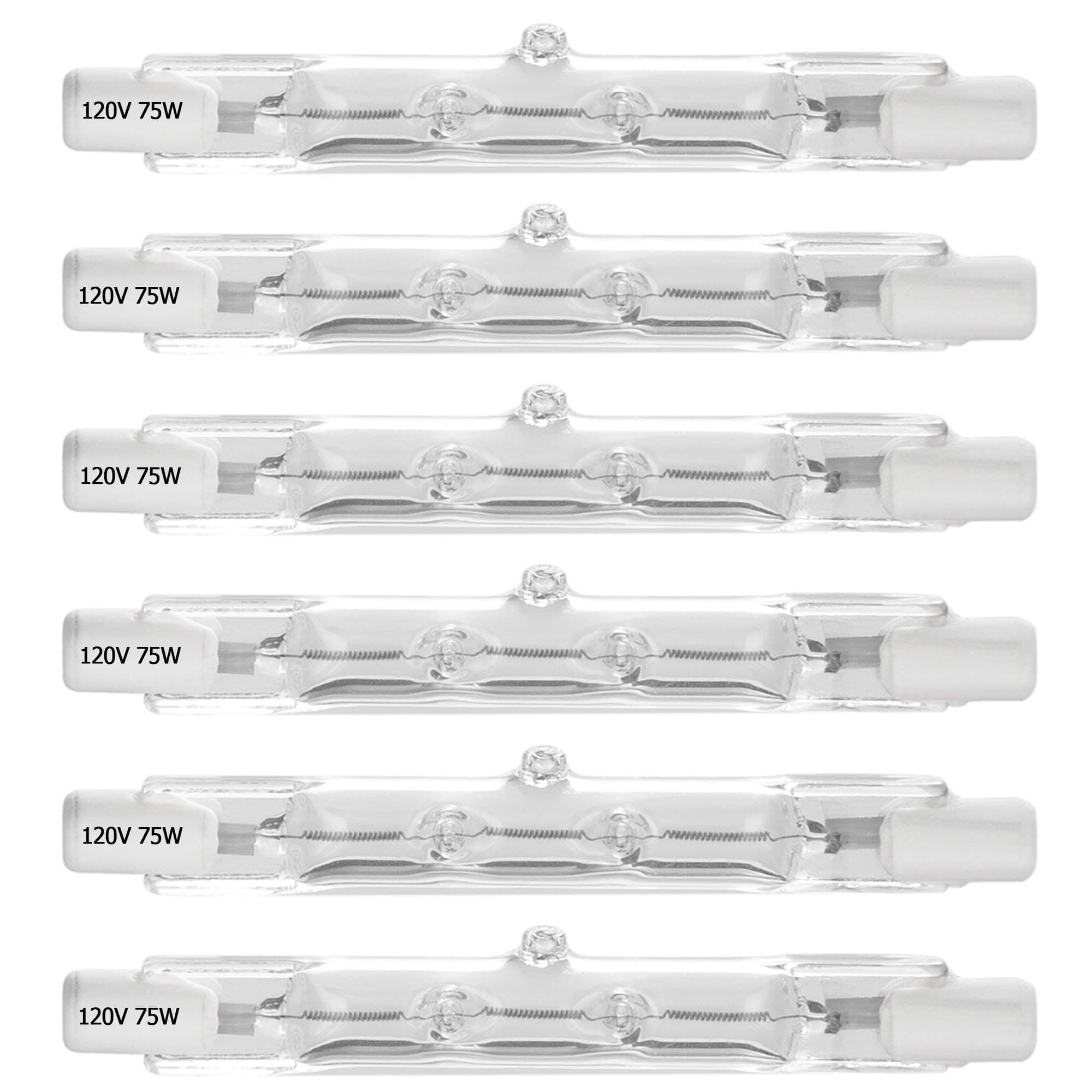 6 Pack 75W Halogen Bulb R7S Base J Type 78mm Double Ended Floodlight Bulb