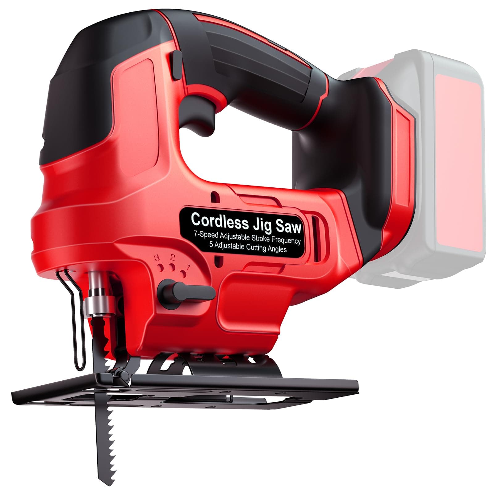 Cordless Jig Saw Compatible with Dewalt 20V Battery, Upgraded Motor Up to 3000RPM, 7-Speed Adjustable Stroke, 0°- 45° Bevel Cuts, 4 Orbital Settings for Straight/Curve/Bevel/Circle/Cutting