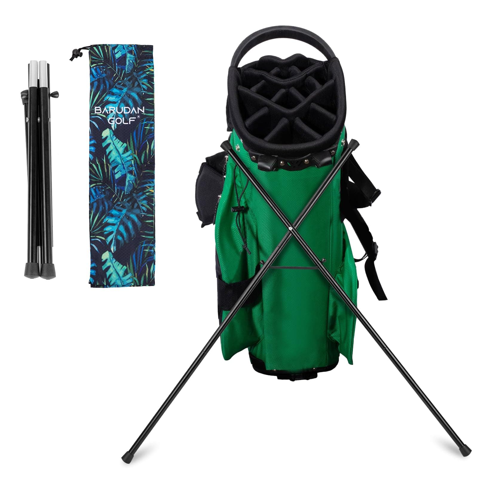 Black Golf Bag Stand Attachment with Screw and Carry Bag - Strengthen Alluminum Alloy Foldable Golf Stand Legs Only - Easy Carry Portable Stand for Golf Bag - Attachable Golf Club Bag Accessories
