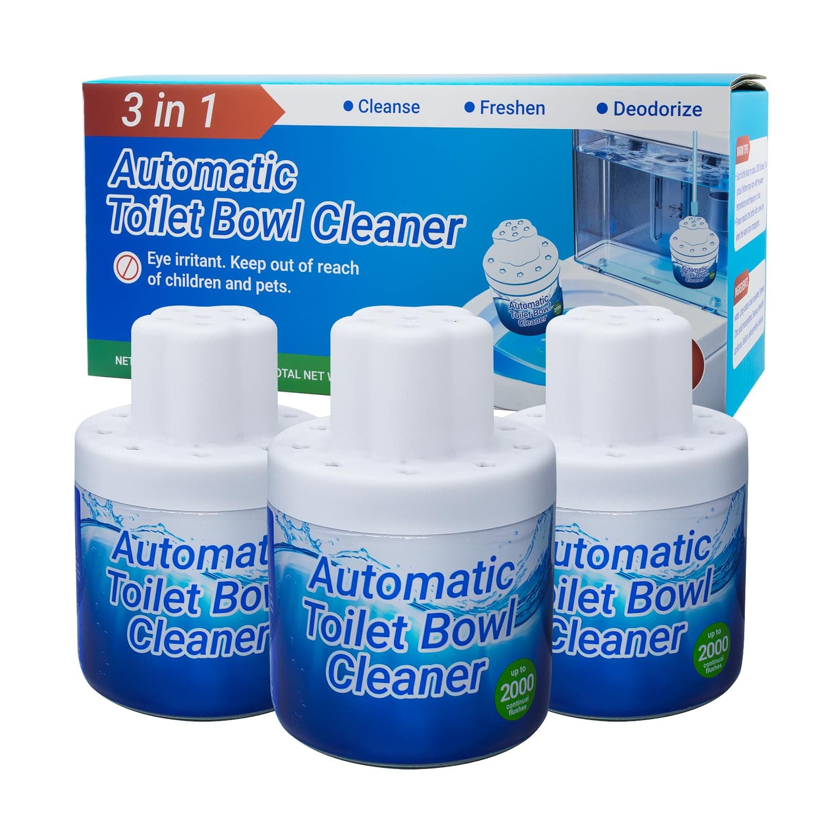 X-Txxlplus Toilet Bowl Cleaners, 3 Pack Toilet Cleaner, Automatic Long Lasting Continuous Toilet Bowl Cleaner, Prevent Stain Build Up Deep Clean, Each Pack for About 3 Months' Supply, Blue