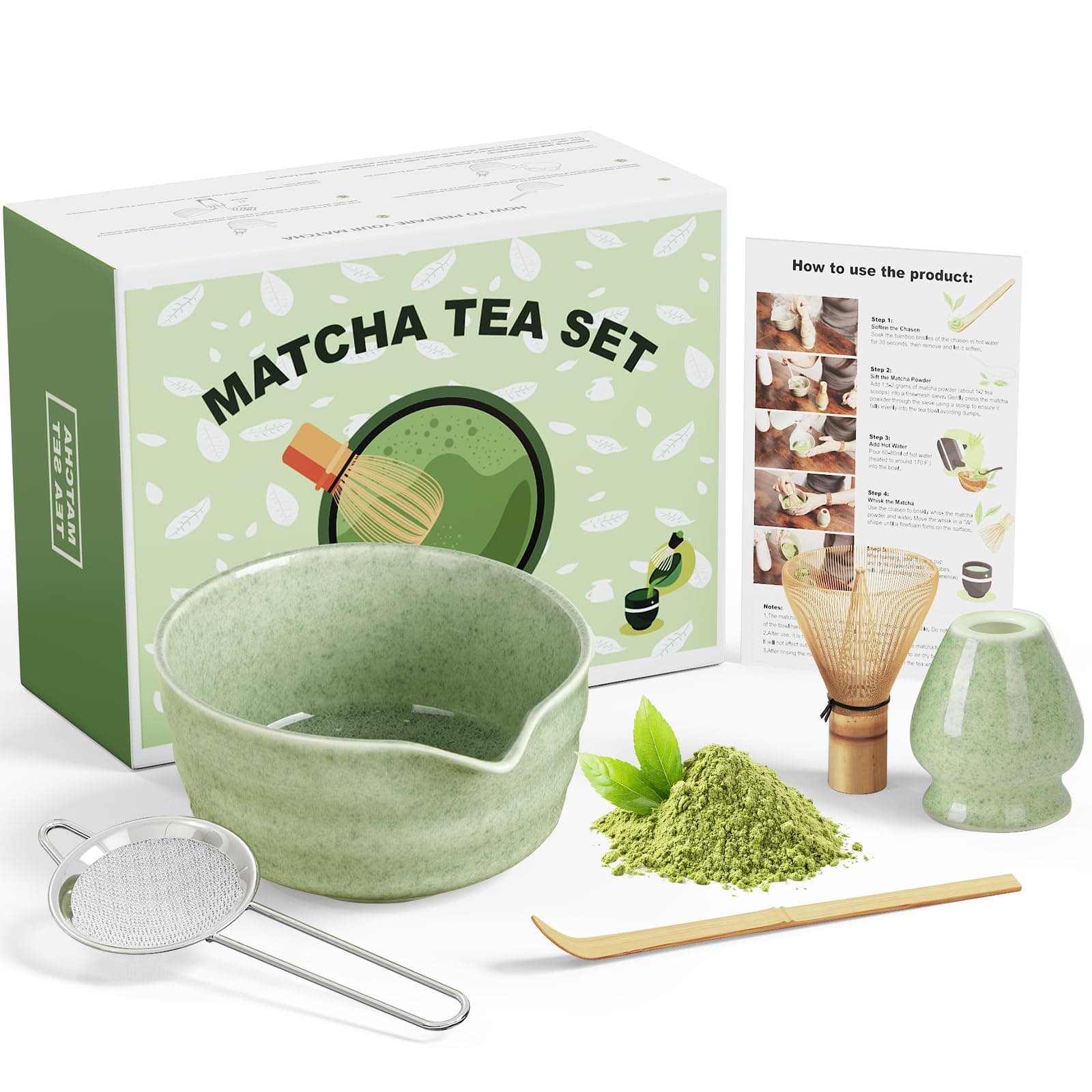 Dayacoco Matcha Whisk Set, 5 Pcs Ceramic Matcha Set, Ideal Gift for Friend