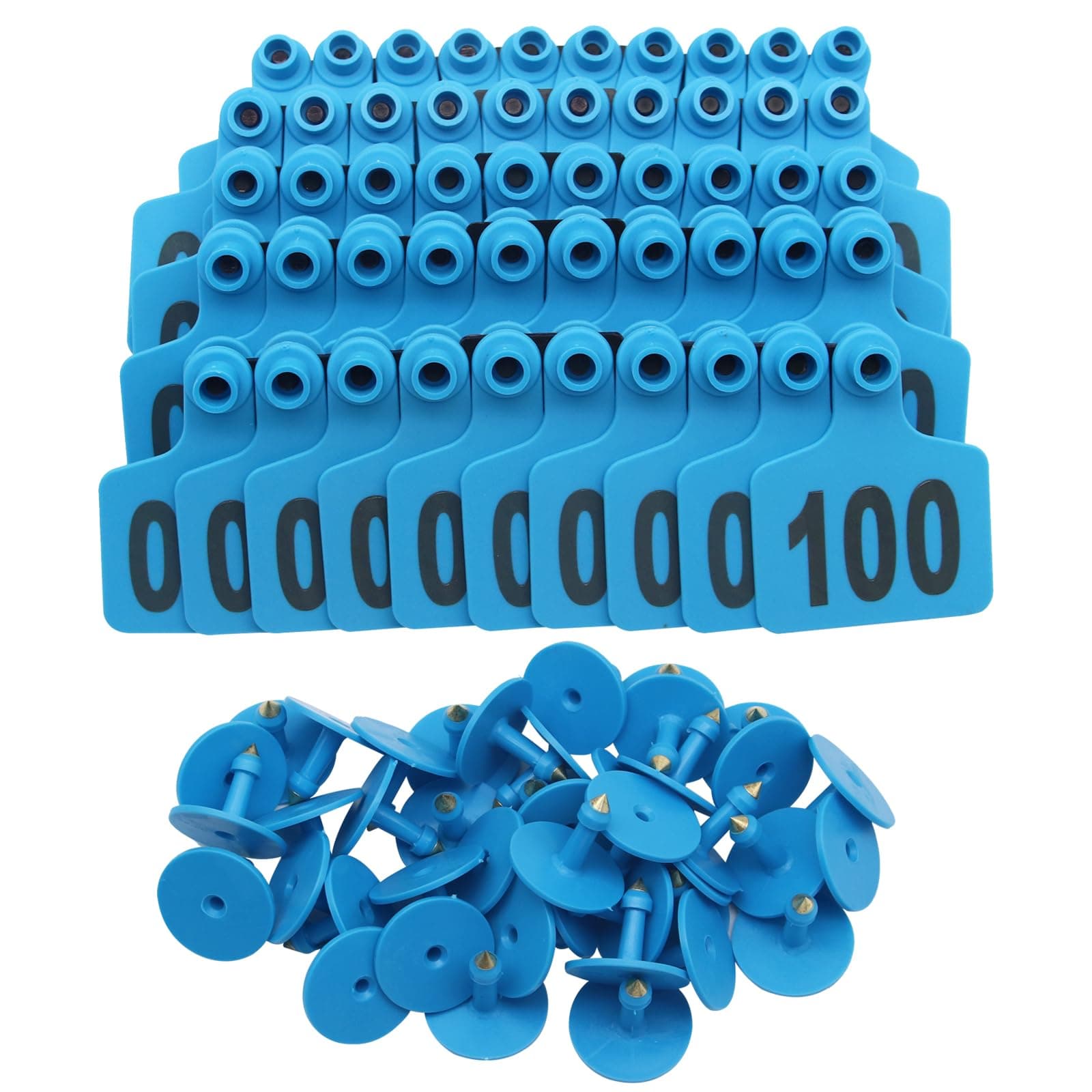 Cattle Ear Tags, Large Plastic Livestock Ear Tags for Sheep Cattle Calf Hog with Number 001-100/101-200/201-300, Animal Identification Ear Tag (Blue, 101-200)
